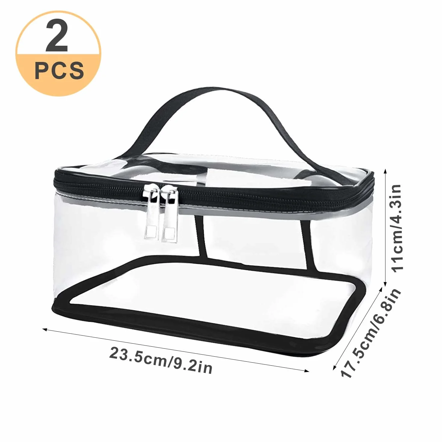Trousse de Toilette Transparente 2 Pièces PVC Voyage Avion