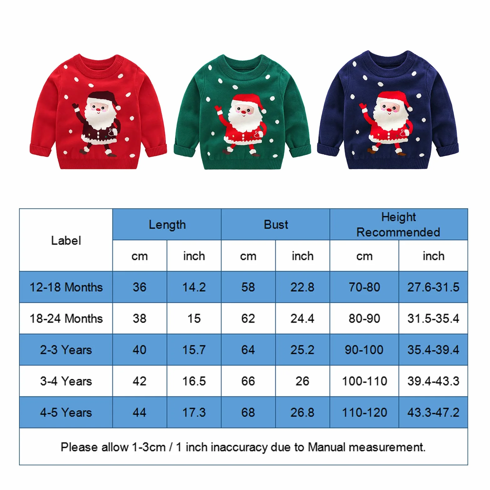 Pull de Noël Cerf Enfant pour Garcon Fille 12 Mois-5 Ans