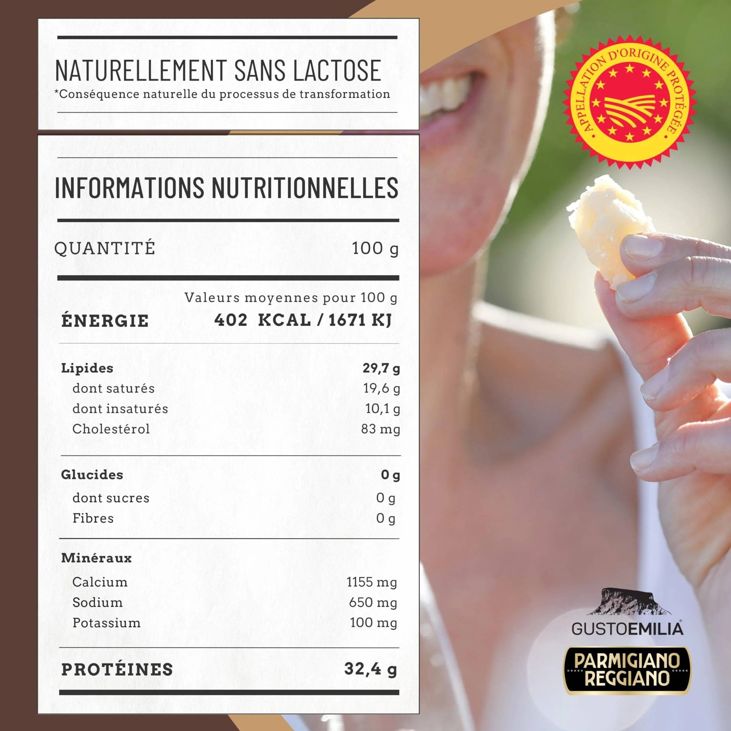 GUSTOEMILIA Montagne Parmigiano Reggiano Fromage 30 Mois Affiné - Idéal pour les Pâtes, le Pain, les Salades, les Collations et les Fruits - Fromage Parmesan Affiné Italien 1,1 lb (500g)
