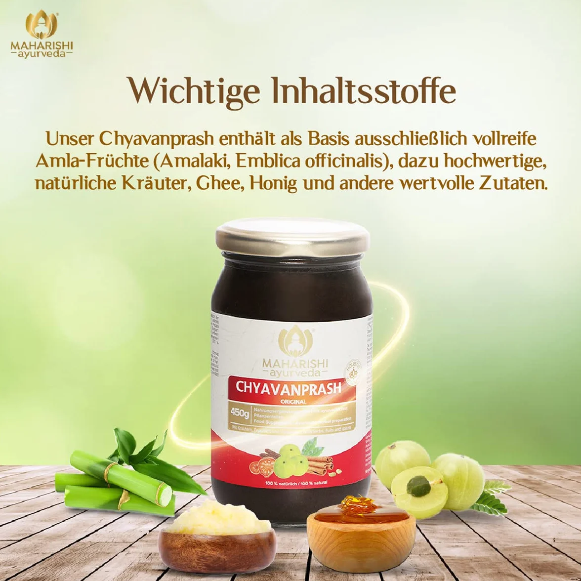 Chyavanprash (Amla Jam) – Original Maharishi AyurVeda – Fabriqué selon la recette originale des textes ayurvédiques classiques – Pot de 450 g