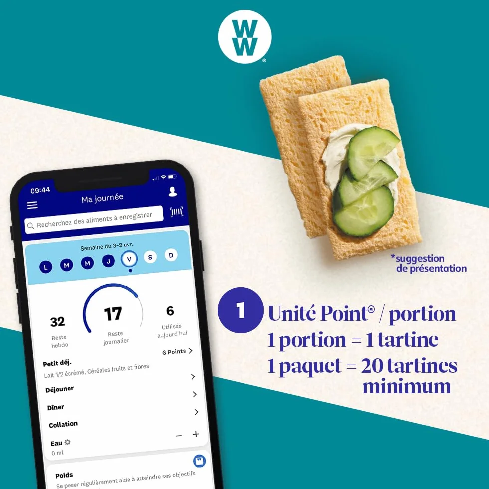 WW Tartines 5 Céréales, Faible teneur en matières grasses, Sans huile de Palme, 1 boîte, 125g, 220283