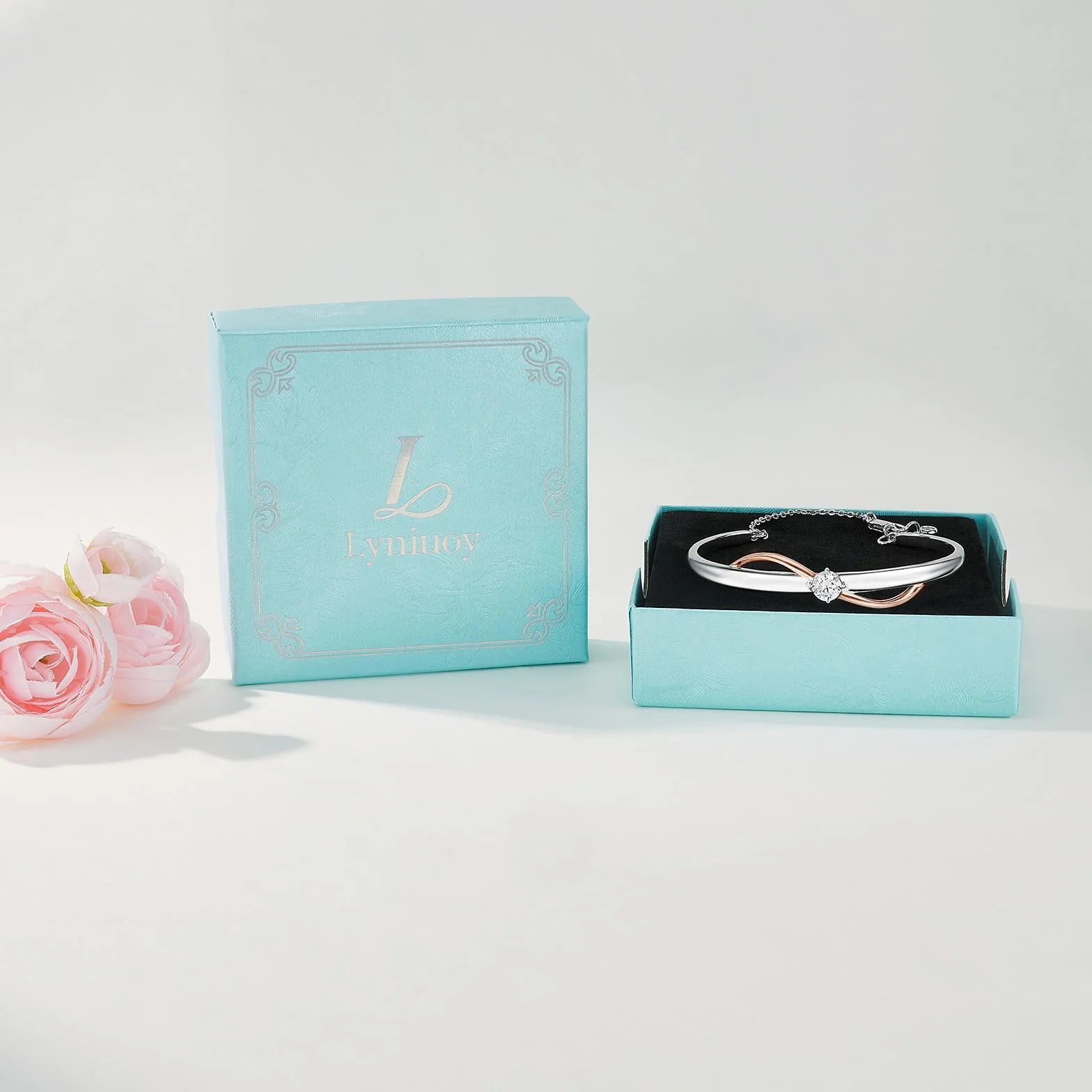 Bracelet Femme Plaqué Or Blanc 18 Carats et Or Rose Éternité en Mouvement Infini