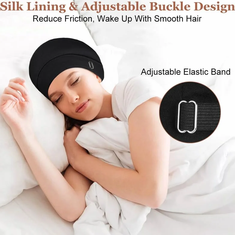 flintronic Bonnet de Sommeil en Soie Unisexe, Coiffe pour Chimio et Soin Capillaire