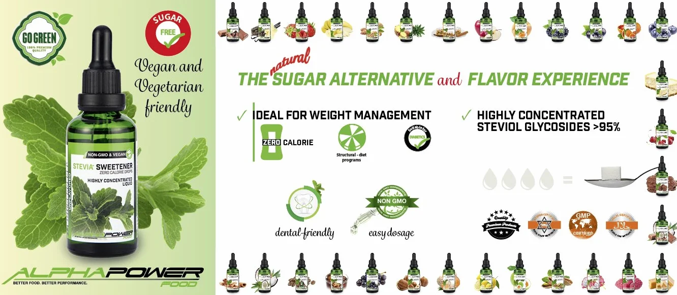 ALPHAPOWER FOOD Stévia Gouttes de pistache - arôme alimentaire naturel I Édulcorant Liquide - très concentré 1 x 50 ml. flavour Stevia drops, Flavdrops