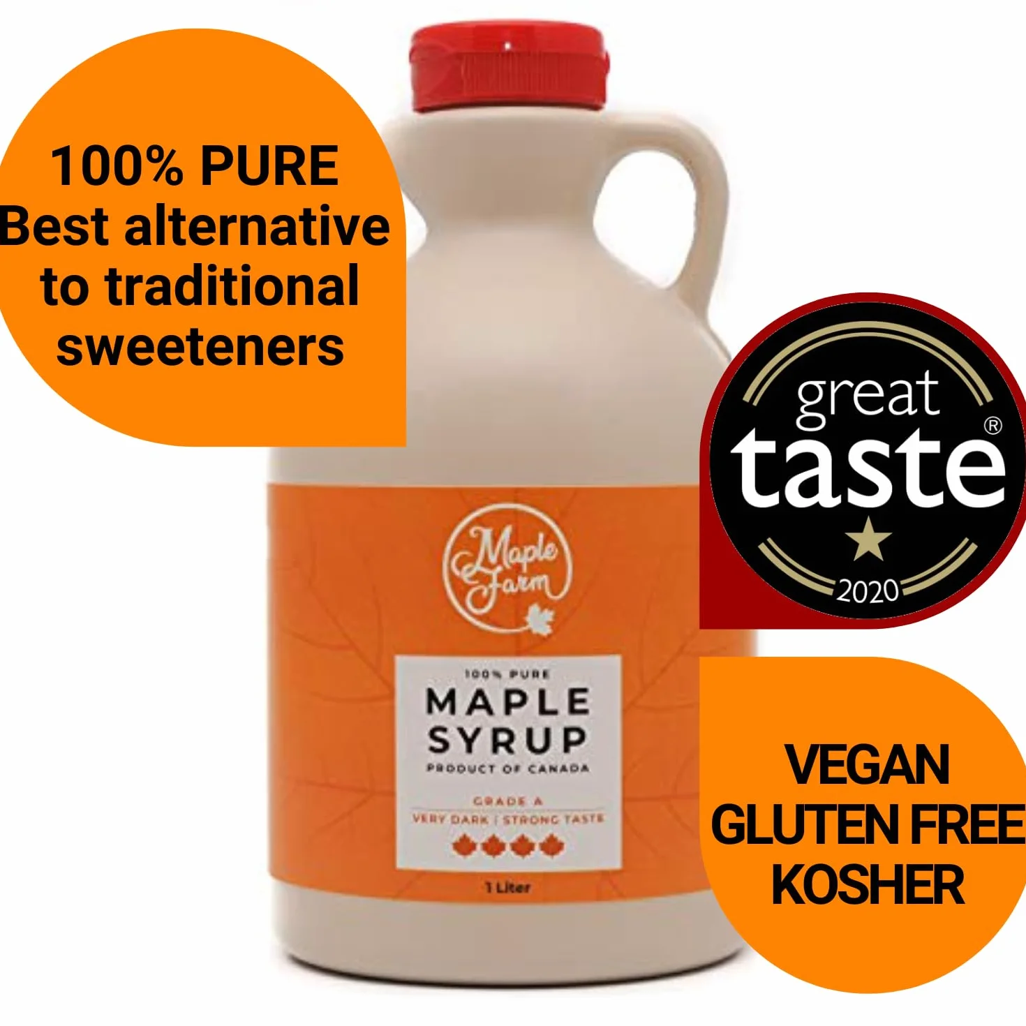 Pur Sirop d'érable Grade A (Very dark, Strong taste) - 1 litre (1,32 Kg) - Original maple syrup - Pur Sirop d'erable