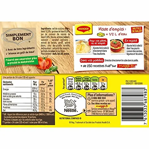 NESTLE MAGGI - Bouillon Goût Boeuf Tablettes 180G - le Lot De 4