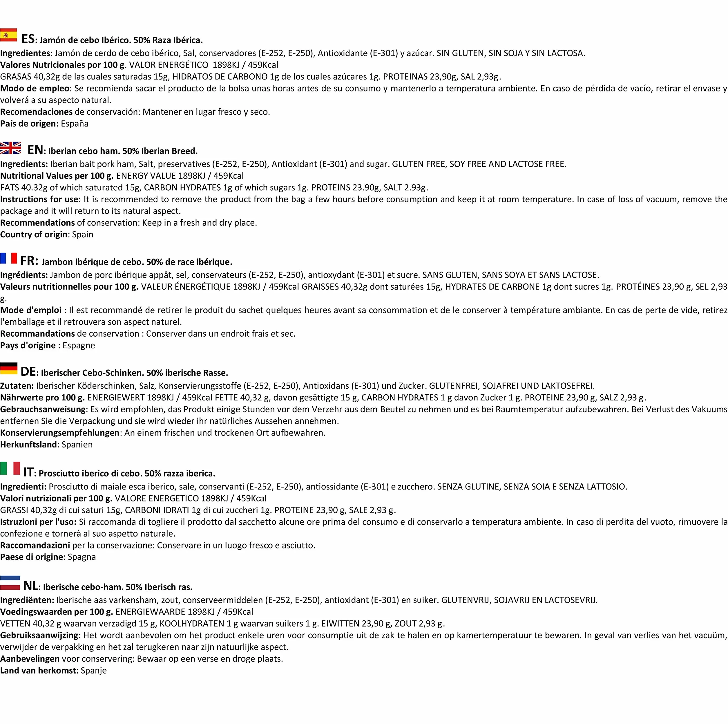 Jambon Ibérique Coupé à la Main 100 g (1 assiette) — Affinage +30 Mois — Certifié Hycer — Jamón Ibérico de Cebo — Guijuelo Espagne — aBeiou