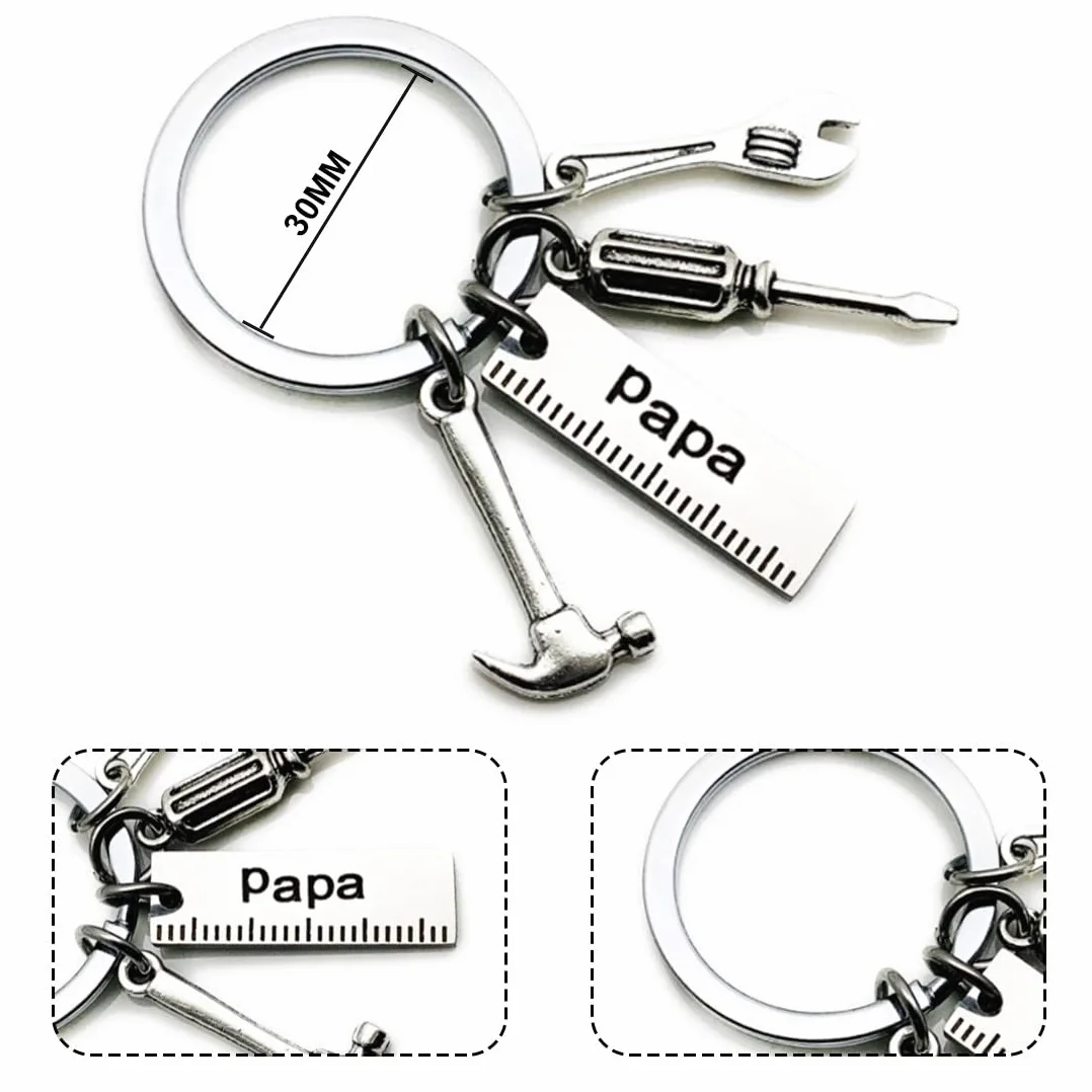 Porte-clés Papa Acier Inoxydable 4 en 1 Keychain Homme Pendentif