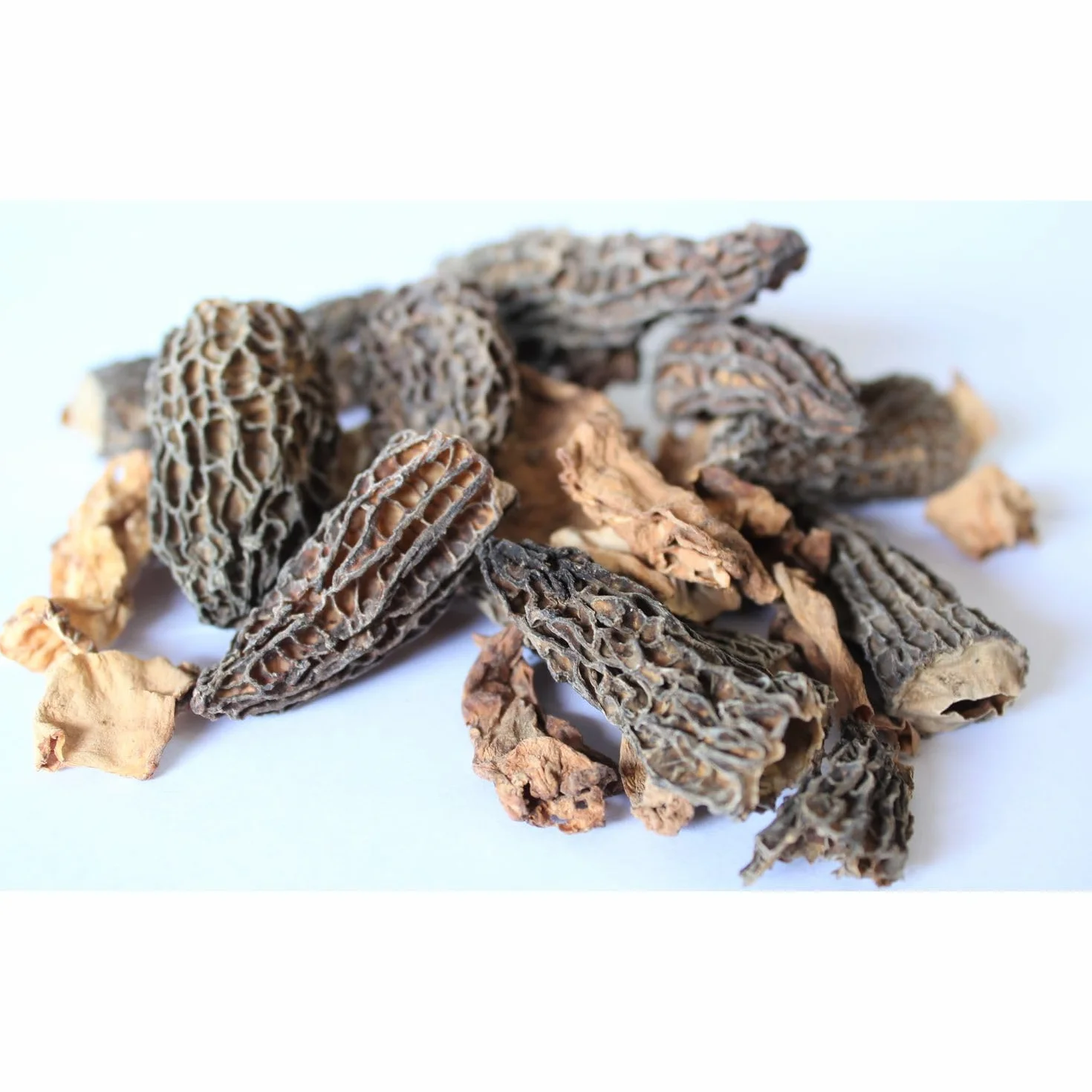 Morilles Séchées Traiteur 250g - Mélange Gourmet 60% Têtes et 40% Pieds - Champignons Déshydratés Qualité Supérieure - Idéal pour Sauces, Risottos et Viandes - Pot Refermable 250g