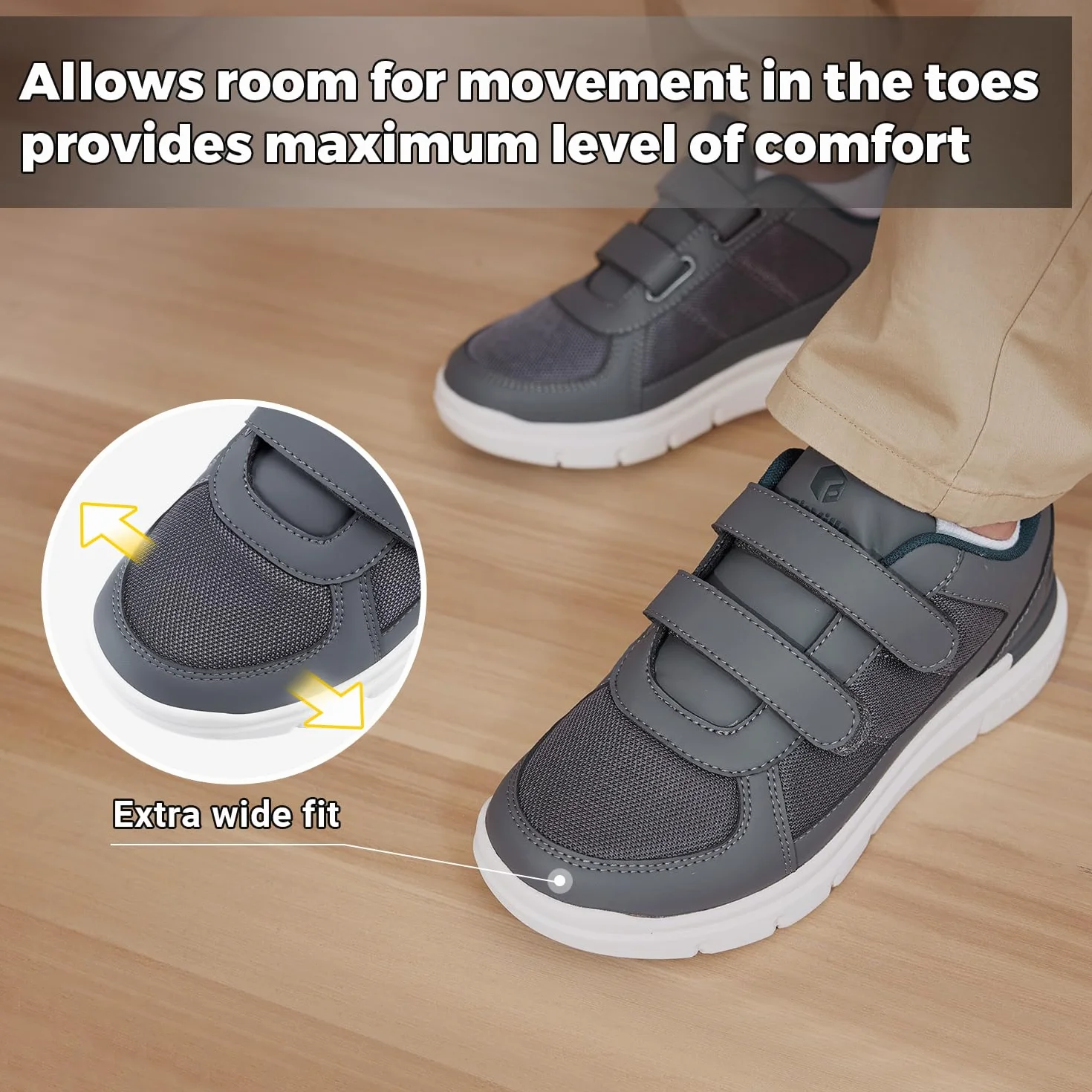 FitVille Chaussures Larges pour Hommes Basket Scratch Confortables Marche Pieds Sensibles