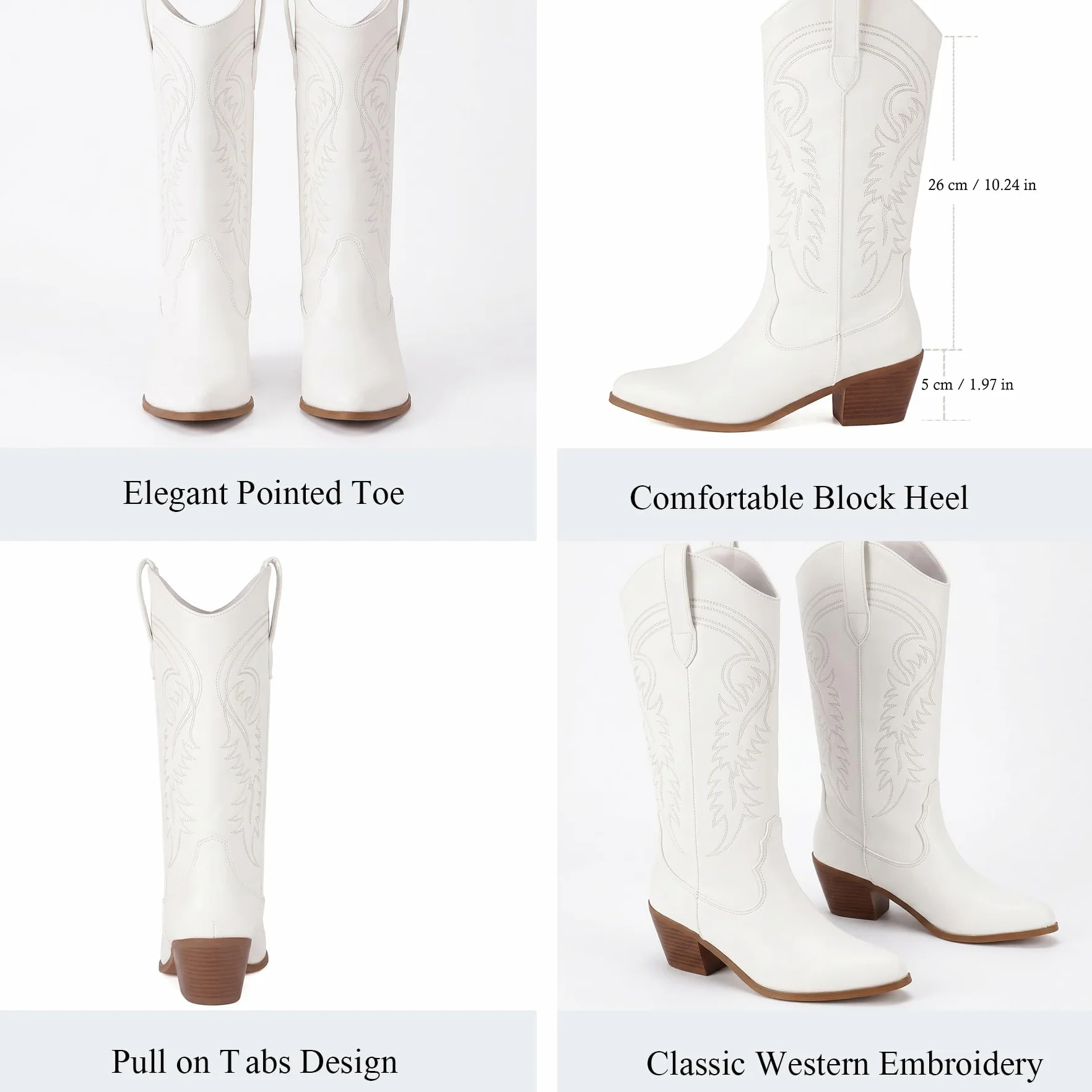 Bottes Cowboy Embroidered Mi-Mollet Femmes