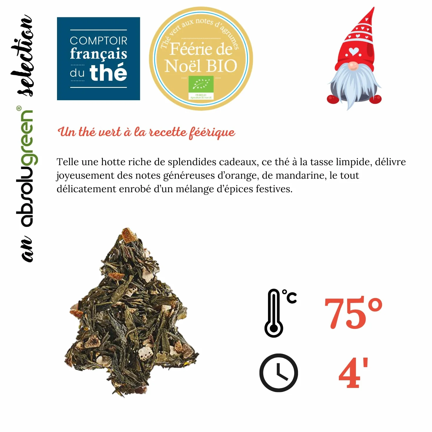 Coffret de Noël – Comptoir Français du Thé – 5 Thés Gourmands et Festifs en Pochettes de 20g – Coffret Cadeau Blanc Édition Limitée