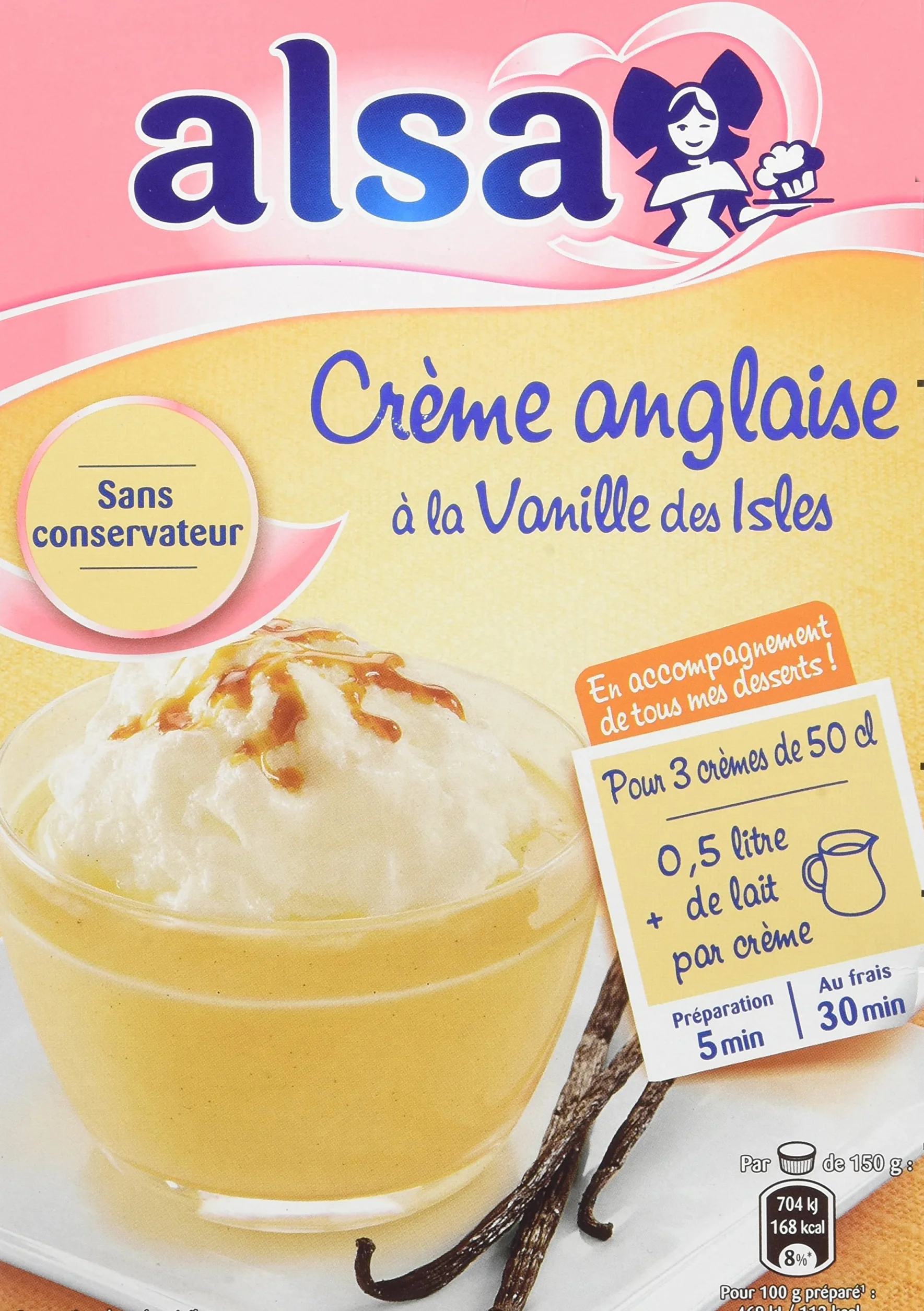 Alsa Préparation Crème Anglaise Vanille des Isles 3 Sachets 300g - Lot de 3