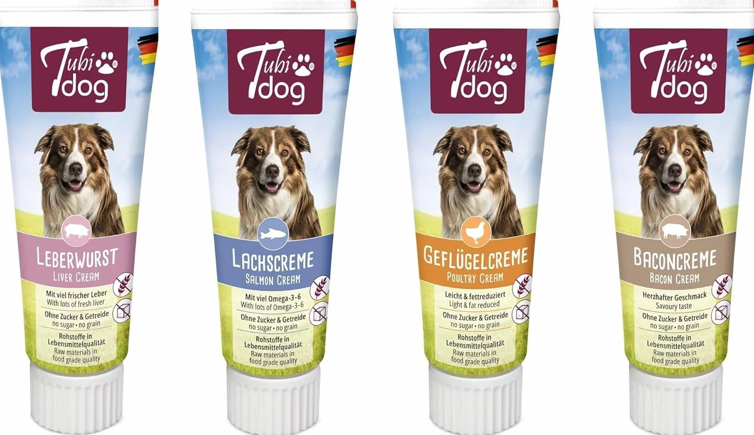 Tubidog Ensemble de tubes de saucisses de foie, de crème de saumon, de bacon et de volaille