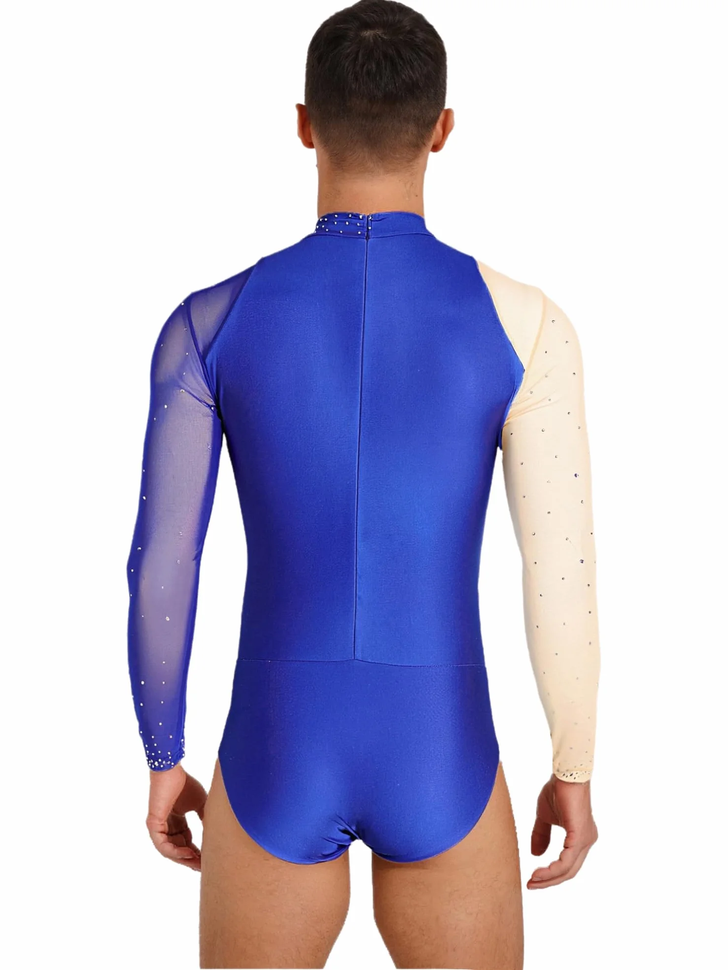 inhzoy Costume Hommes Danse Artistique Paillettes Strass Patinage Figure Ballet Gymnastique