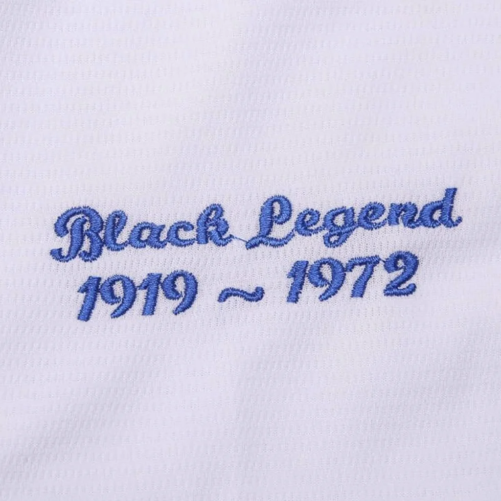 Maillot de Baseball Homme Black Legend Numéro 42 Vintage Brodé Rétro Lightsout, Blanc, Taille M