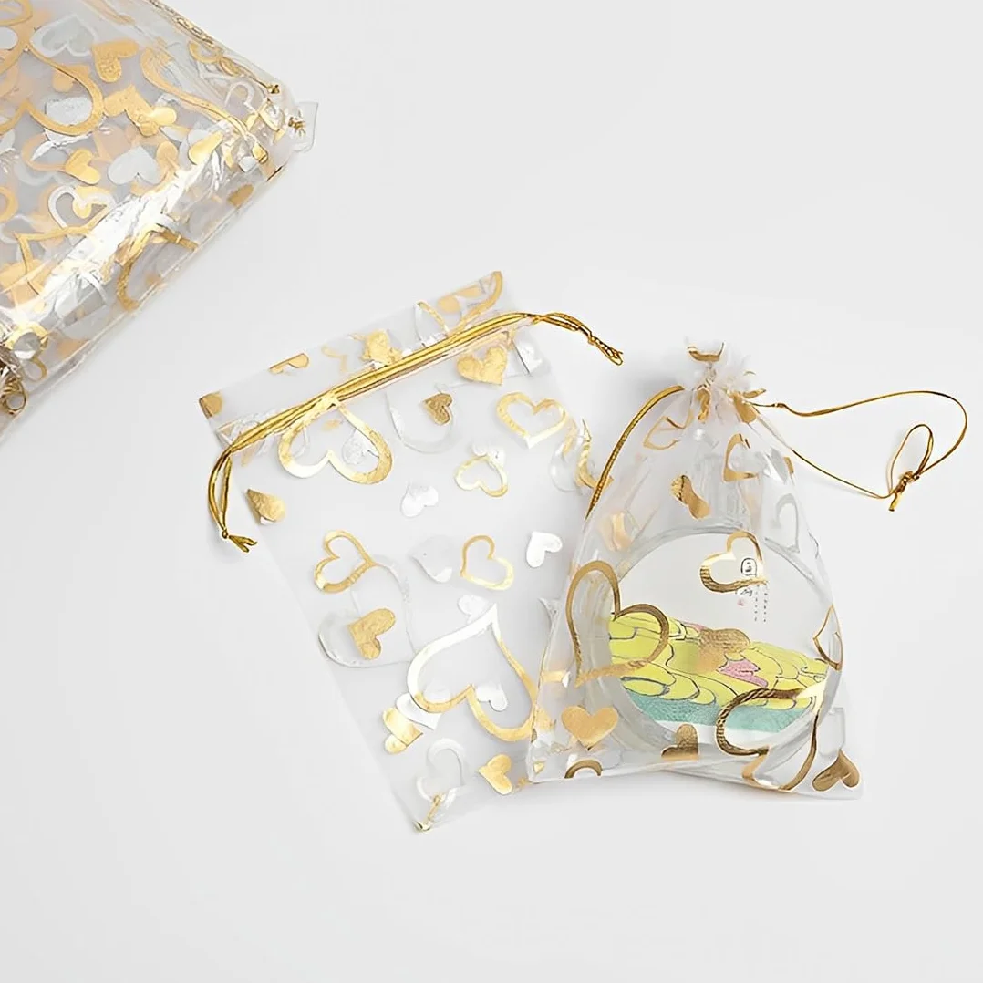 Pochettes à Bijoux Organza 100 Pièces 7x9cm Sachets Cadeau Mariage Noël