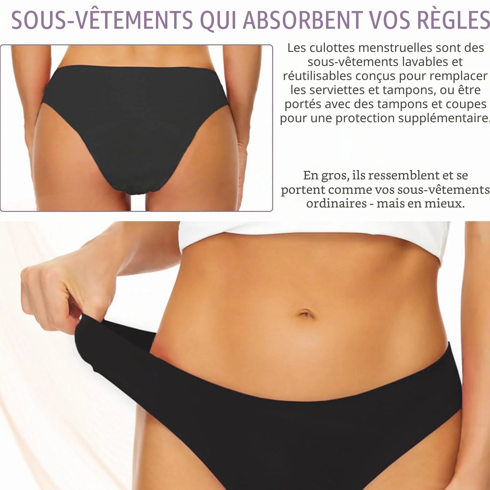 Pantalon menstruel pour la Natation, Maillot de Bain menstruel étanche Runmeihe