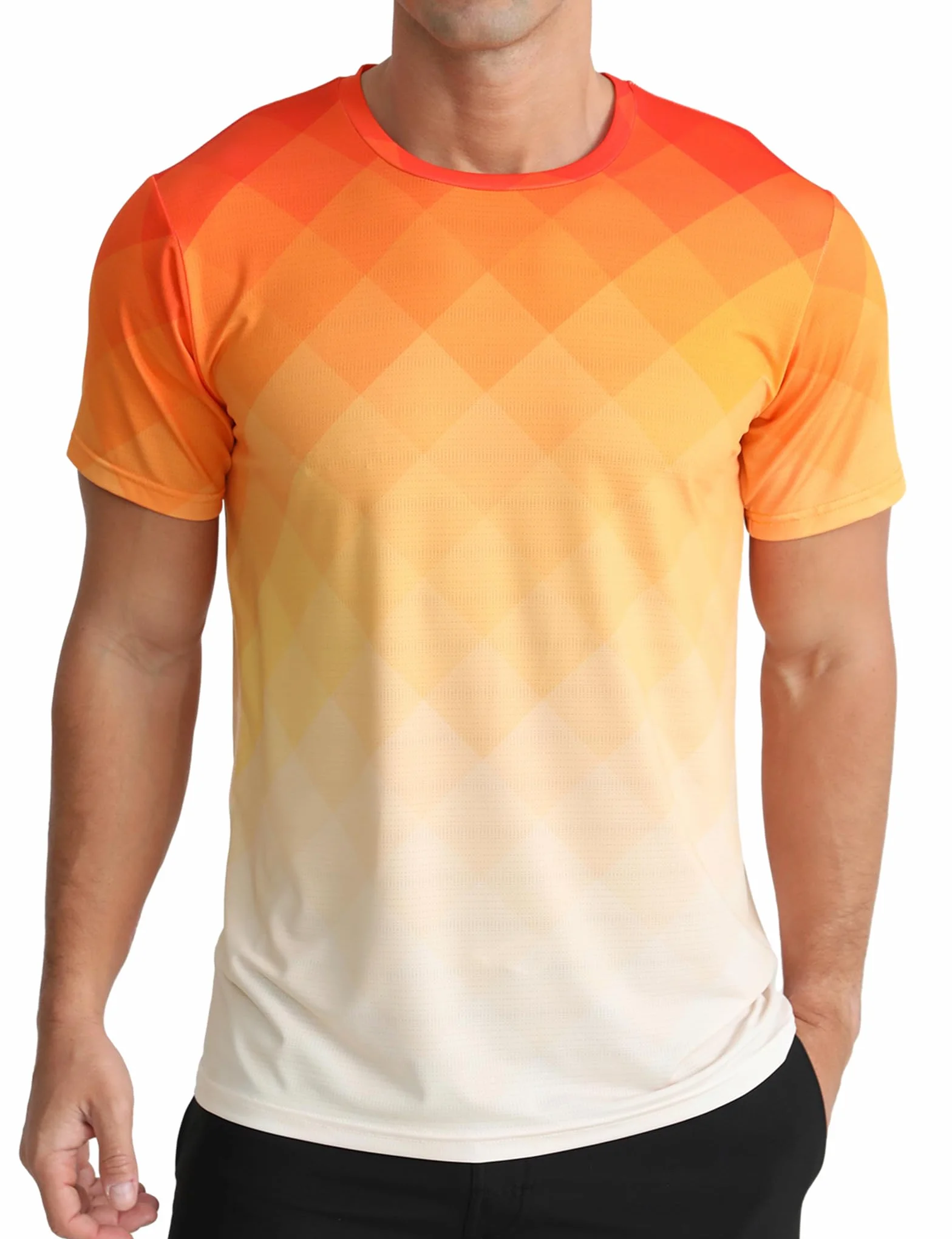 APTRO T Shirt de Sport pour Homme Couleur dégradée Tissu élastique Respirant été