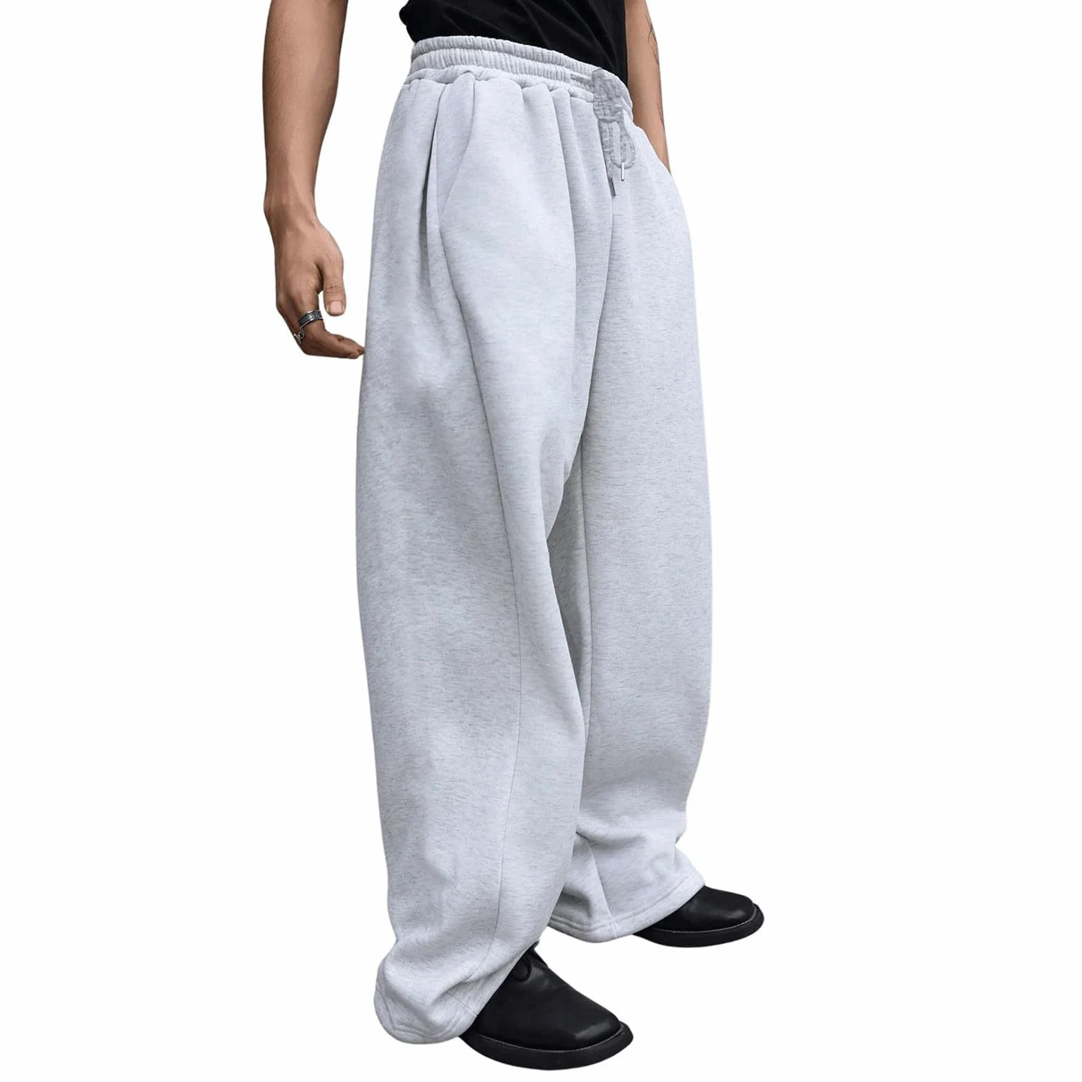 Pantalon Jogging Y2K Baggy Homme Taille Élastique Cordon de Serrage Sweatpants Streetwear Ample