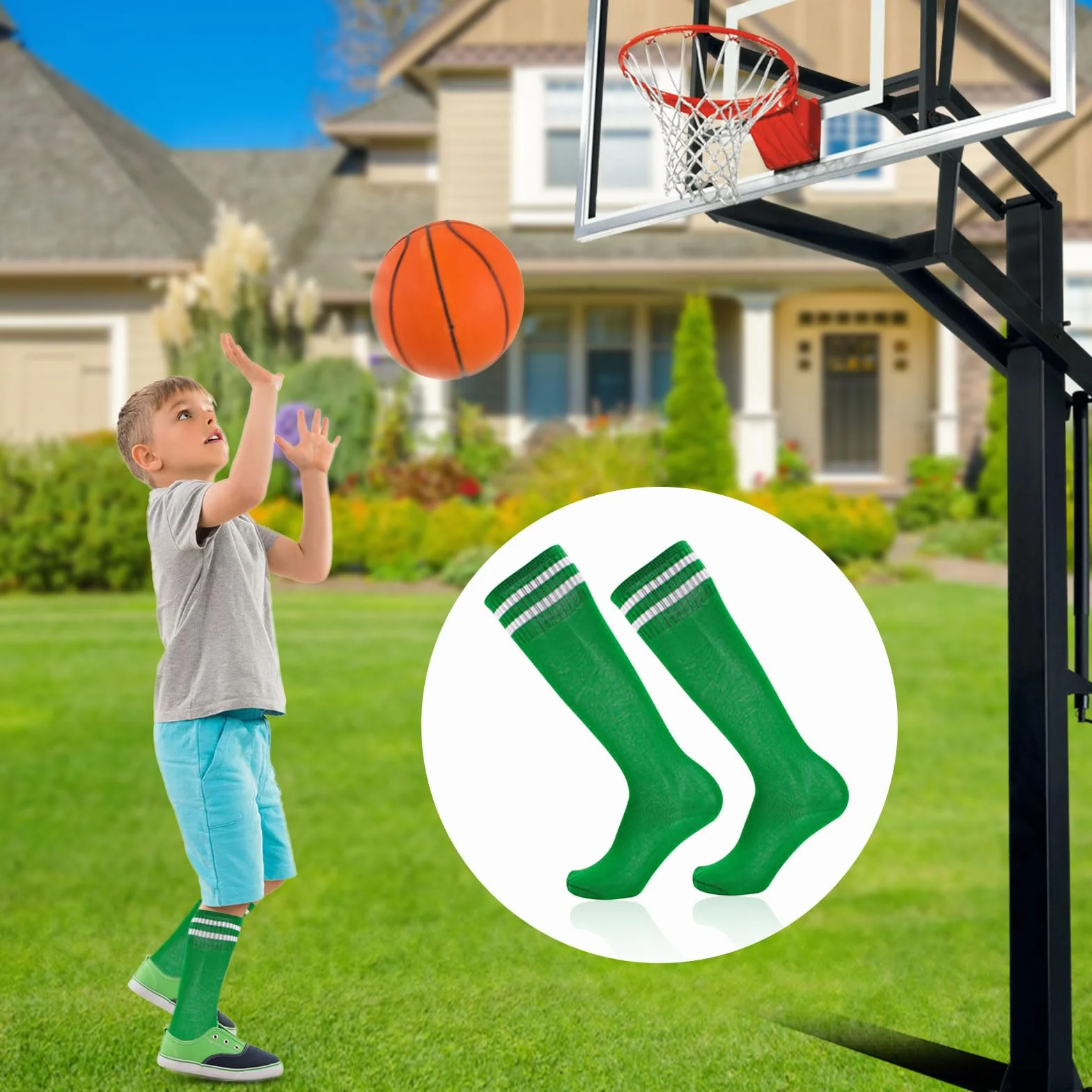 Chaussettes Hautes Foot Enfant 3 Paires Rugby Basket Garçons Filles 5-12 Ans