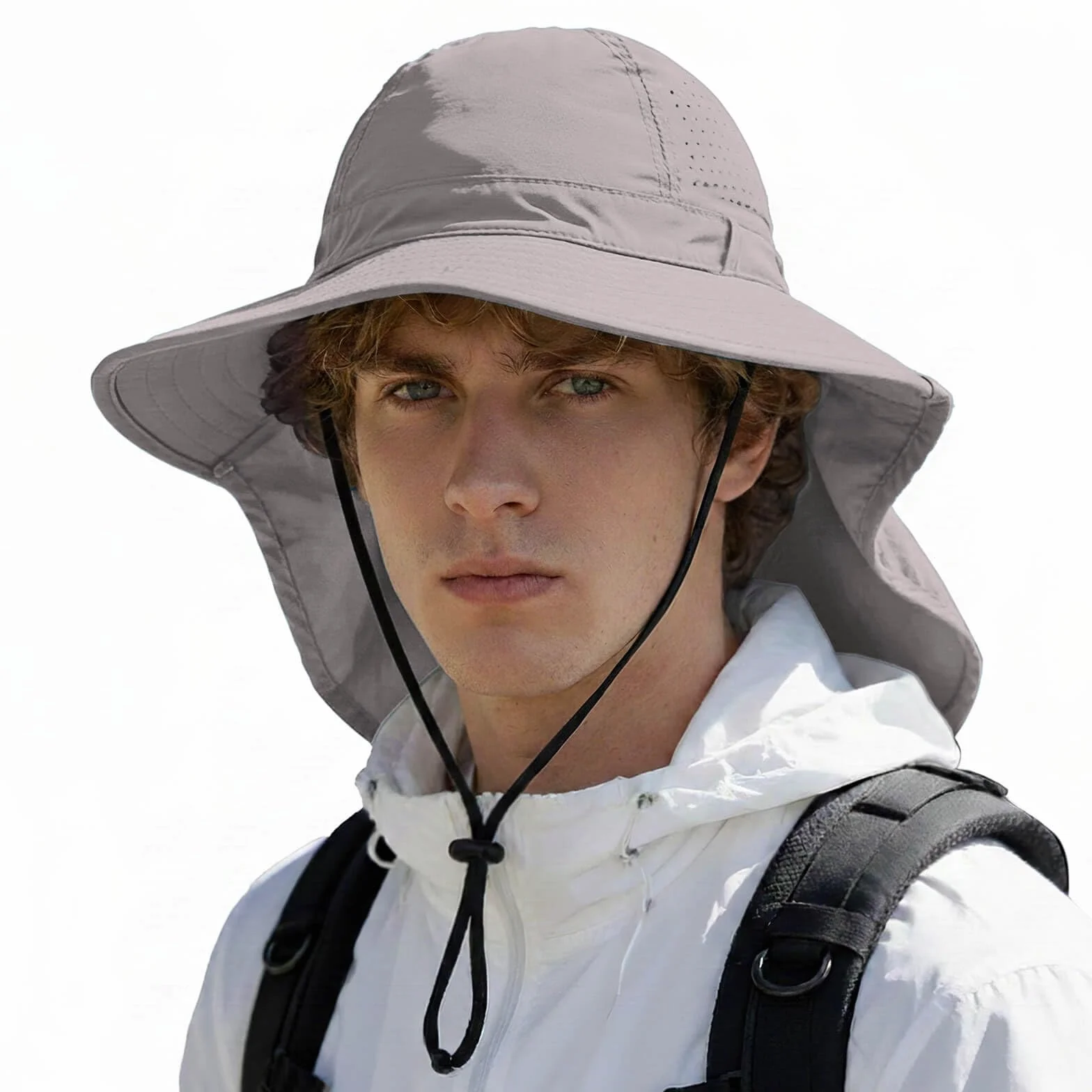 DRESHOW Chapeau de Soleil Pliable Anti-UV Femme avec Rabat Cou Large Visière UPF 50+