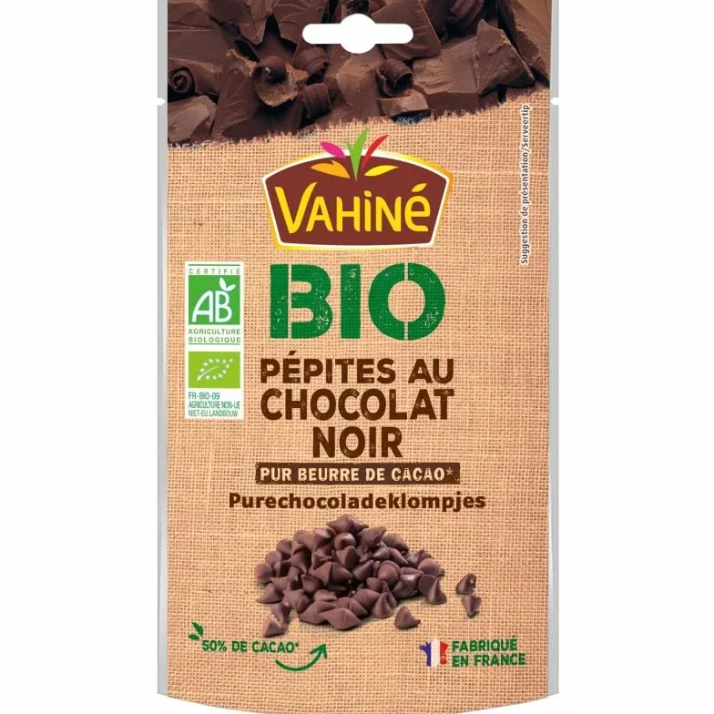 VAHINE - pépites au chocolat noir bio 100g - Trois Articles