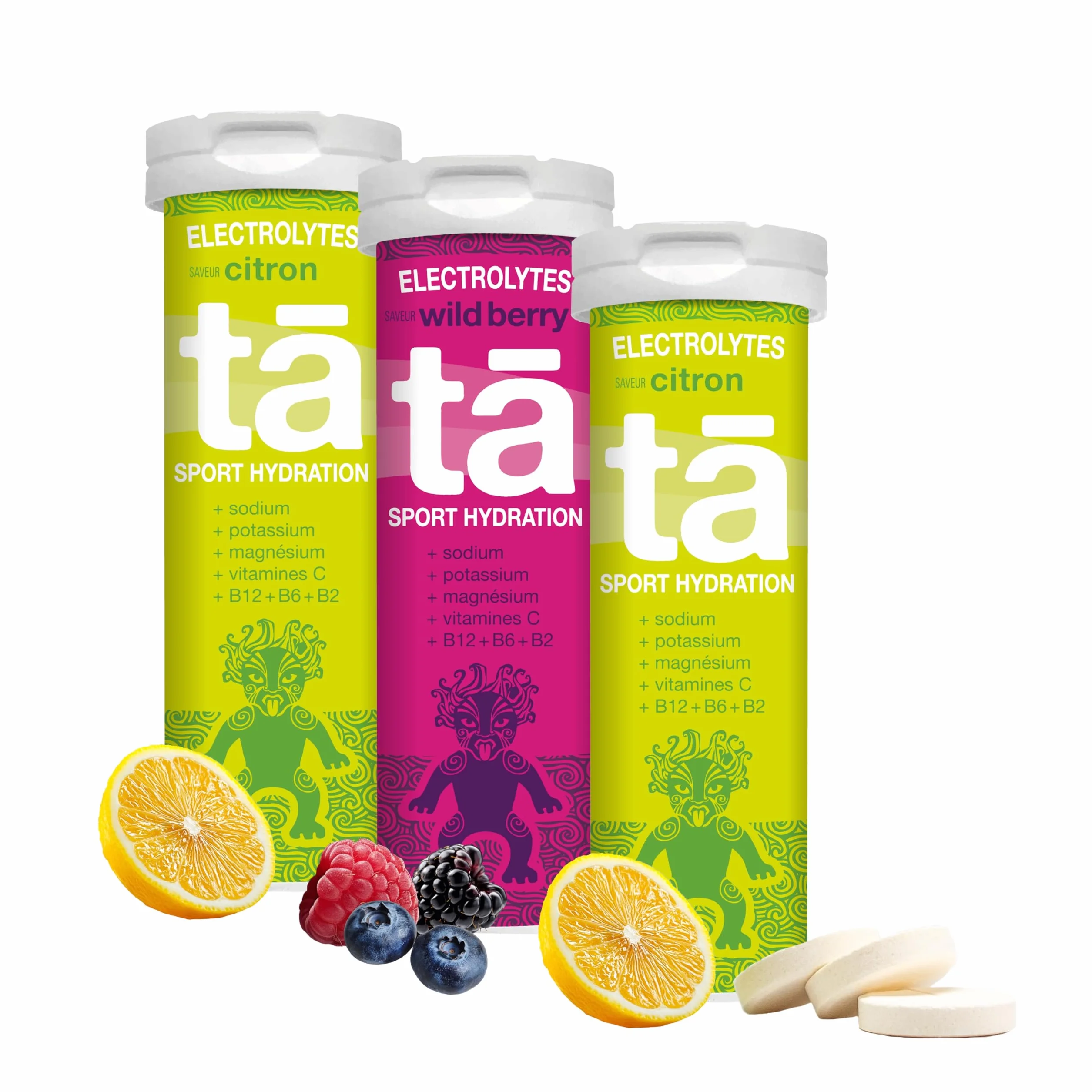 TA ENERGY - PACK x3 Tubes - Pastilles d'hydratation - Sels Minéraux - Vitamines - Faibles en calories - Réduit les crampes - MADE IN FRANCE (Citron Citron Fruits Rouges, x3 Mix)