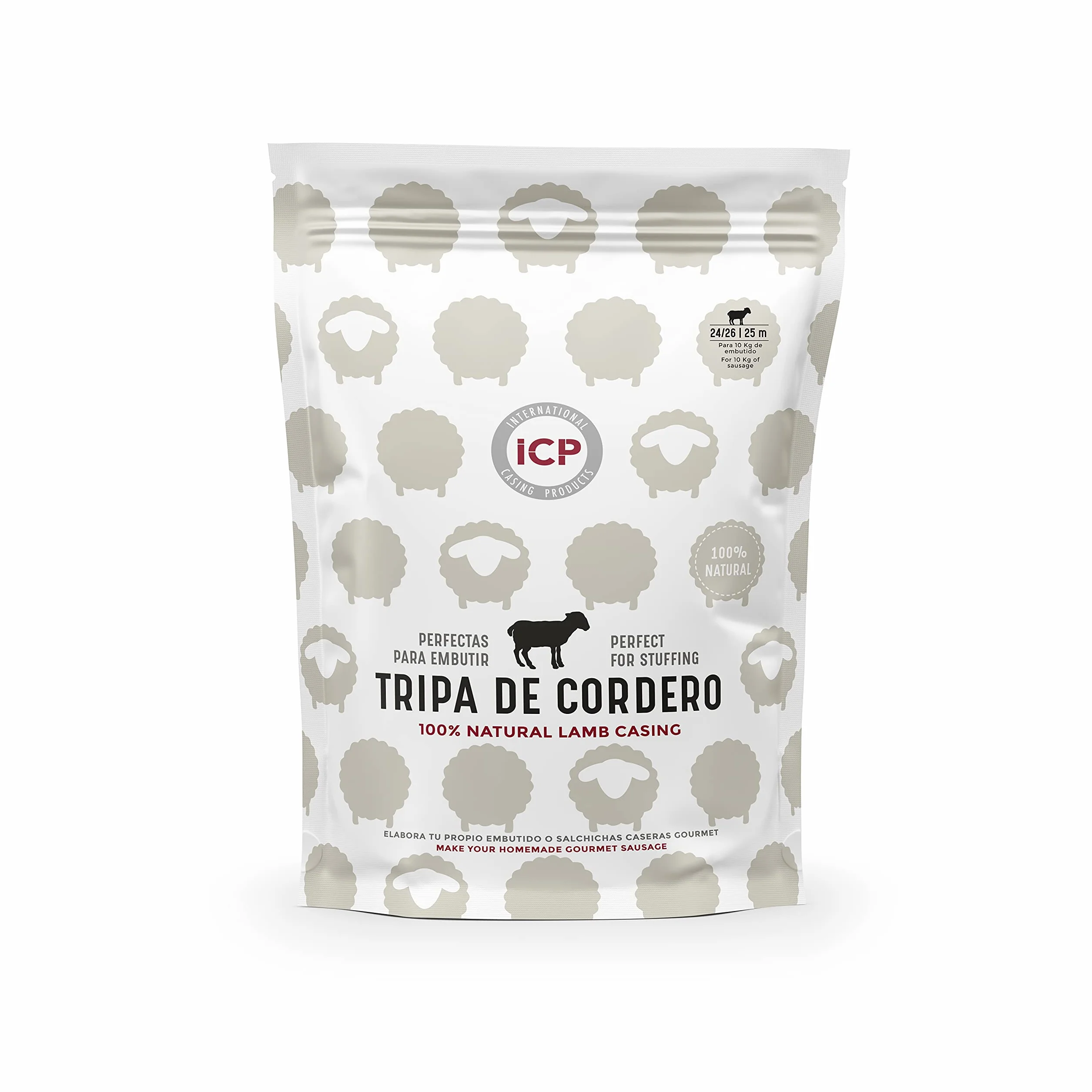 Boyau naturel de mouton pour confection de charcuterie – 25 m, calibre 24/26 | Confectionnez votre charcuterie maison | ICP