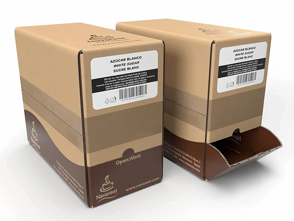 Sucre blanc en sachets individuals 1000 pieces 3g. Monodosis en film de protection 100% recyclable