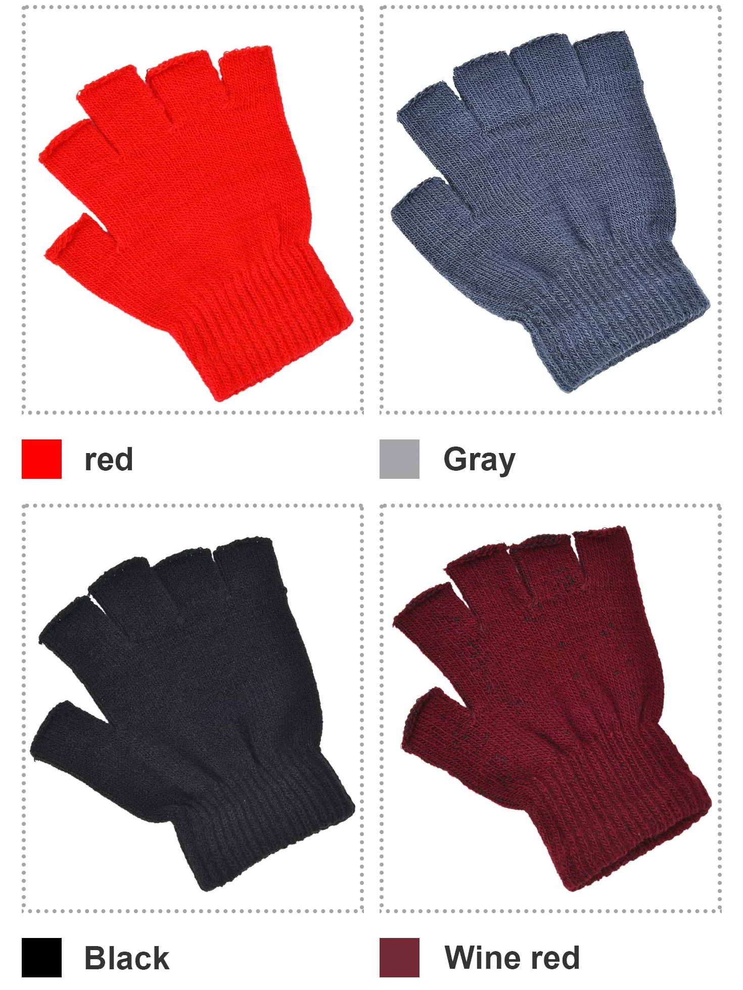 Bememo Lot de 4 paires de mitaines d'hiver en tricot couleur unie pour enfants