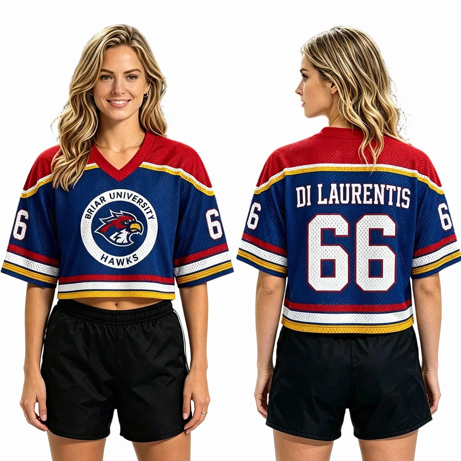 Maillot de Hockey Grahams 44 Imprimé Col V Crop Tops Manches Courtes