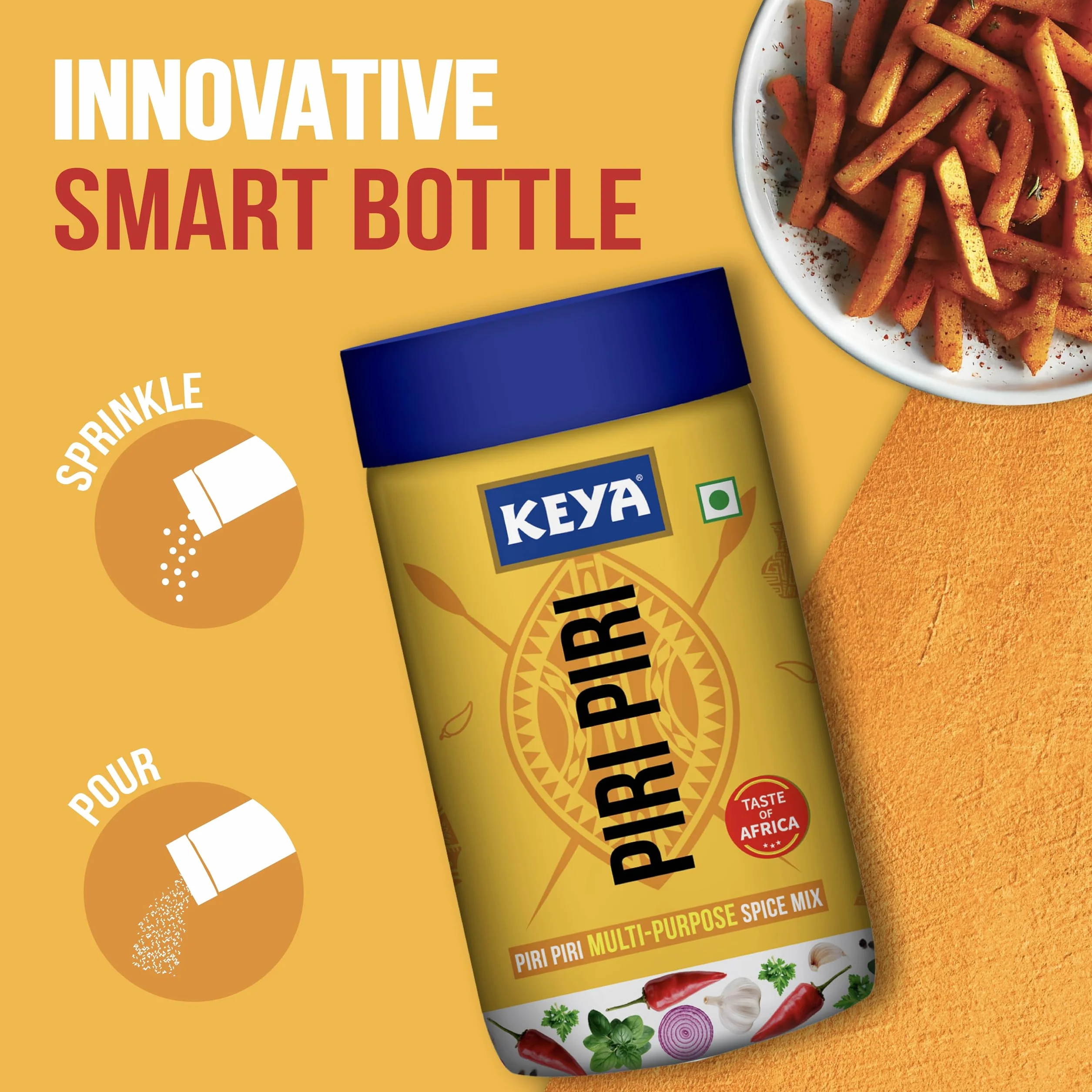 Keya Piri Piri - Instant Seasoning Mix Original Flavour 3 Way Sprinkler Cap (Pack Of 3) 240 Grams.