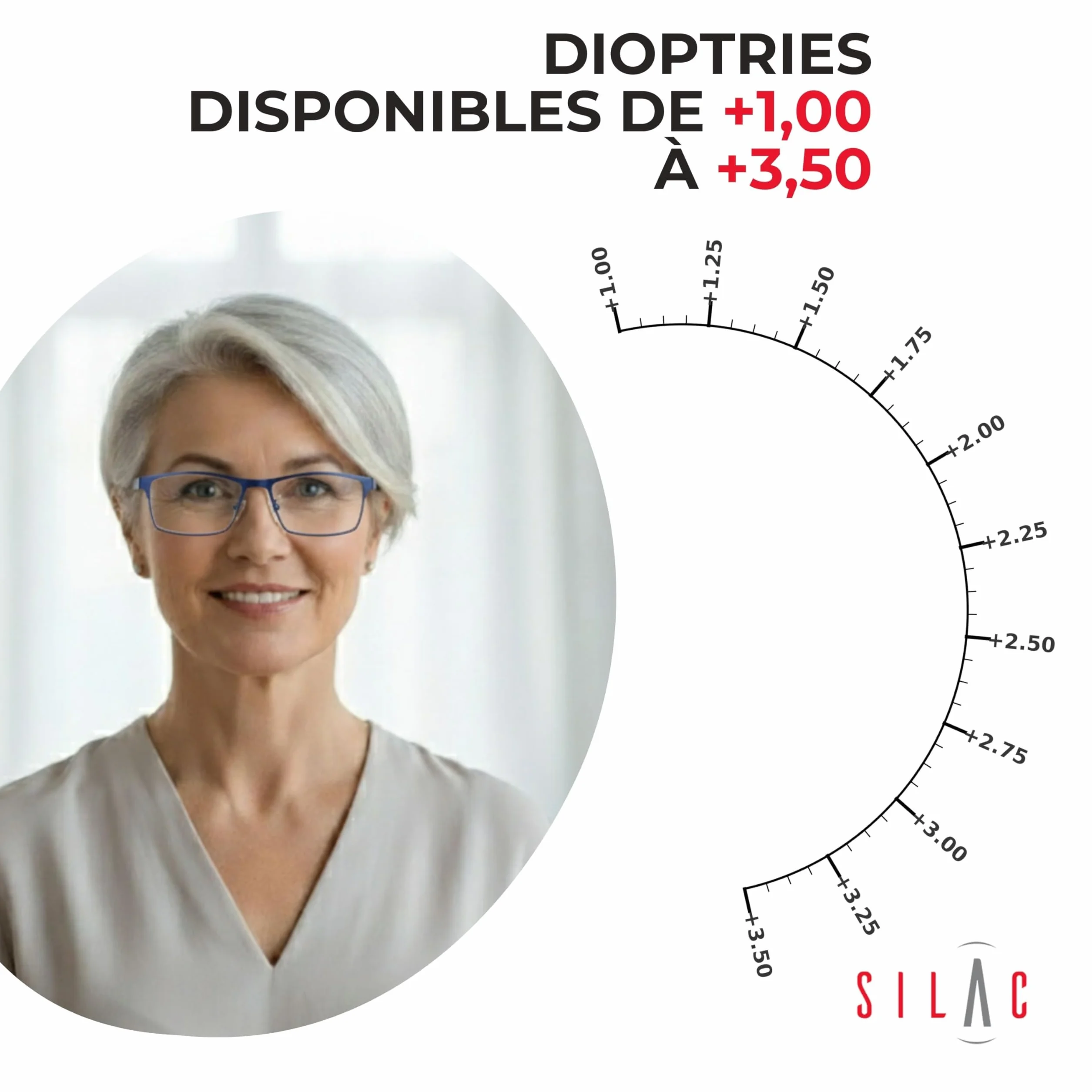 SILAC Lunettes loupes Blue Metal 7306 monture métal bleu mat sans nickel dioptrie +1,00 à +3,50