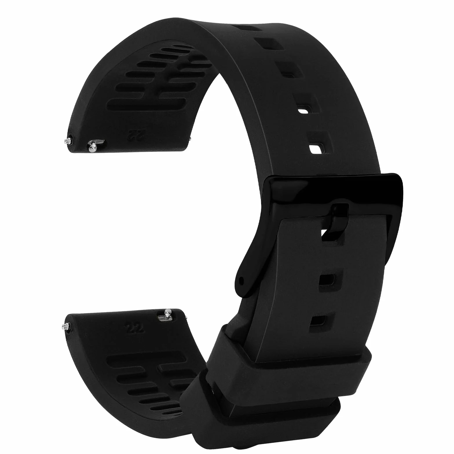 Montre Silicone Bracelet Noir Dégagement Rapide Intelligente Souple Caoutchouc Boucle Replacement 18mm 19mm 20mm 21mm 22mm 24mm