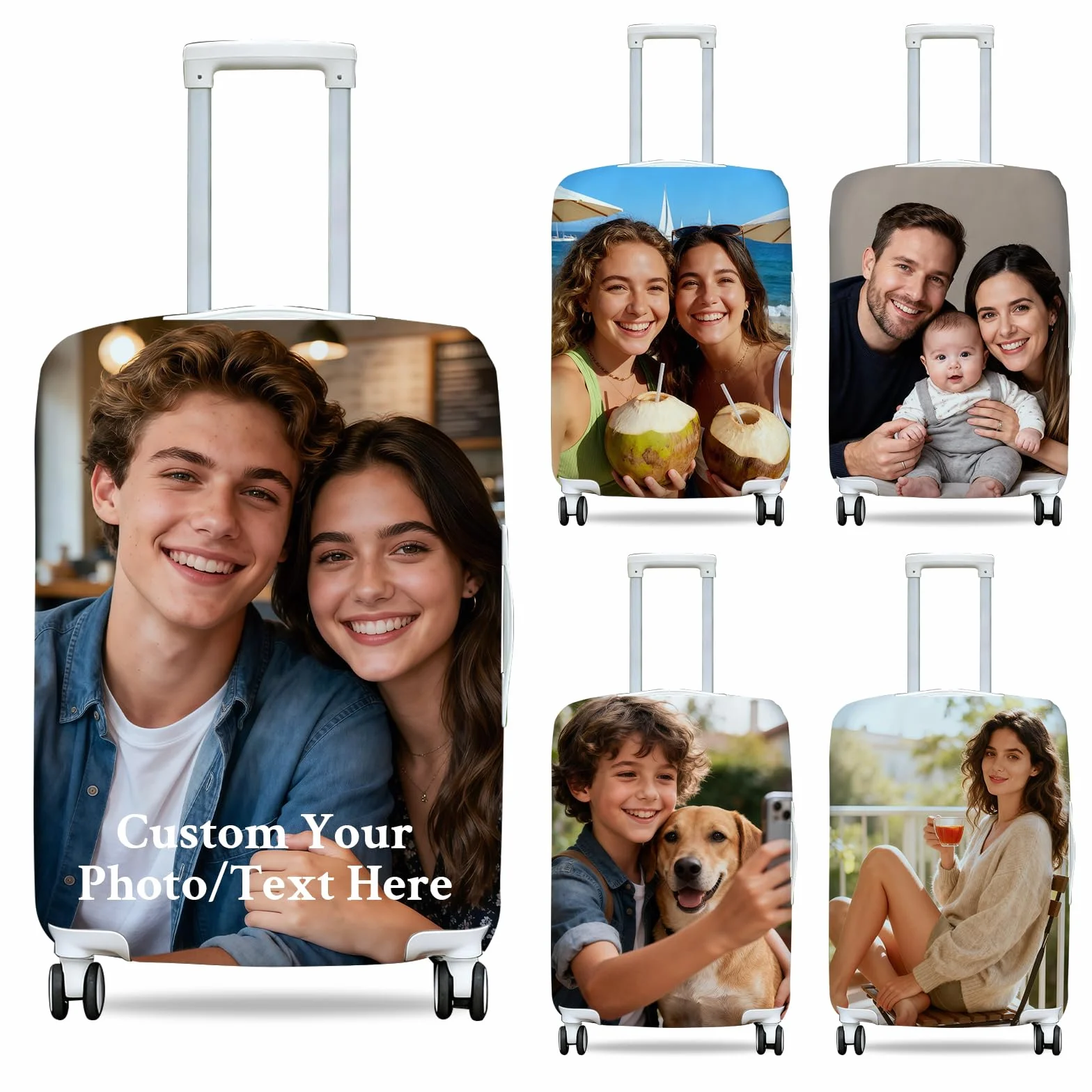 Housse de protection personnalisée pour valise double face élastique lavable