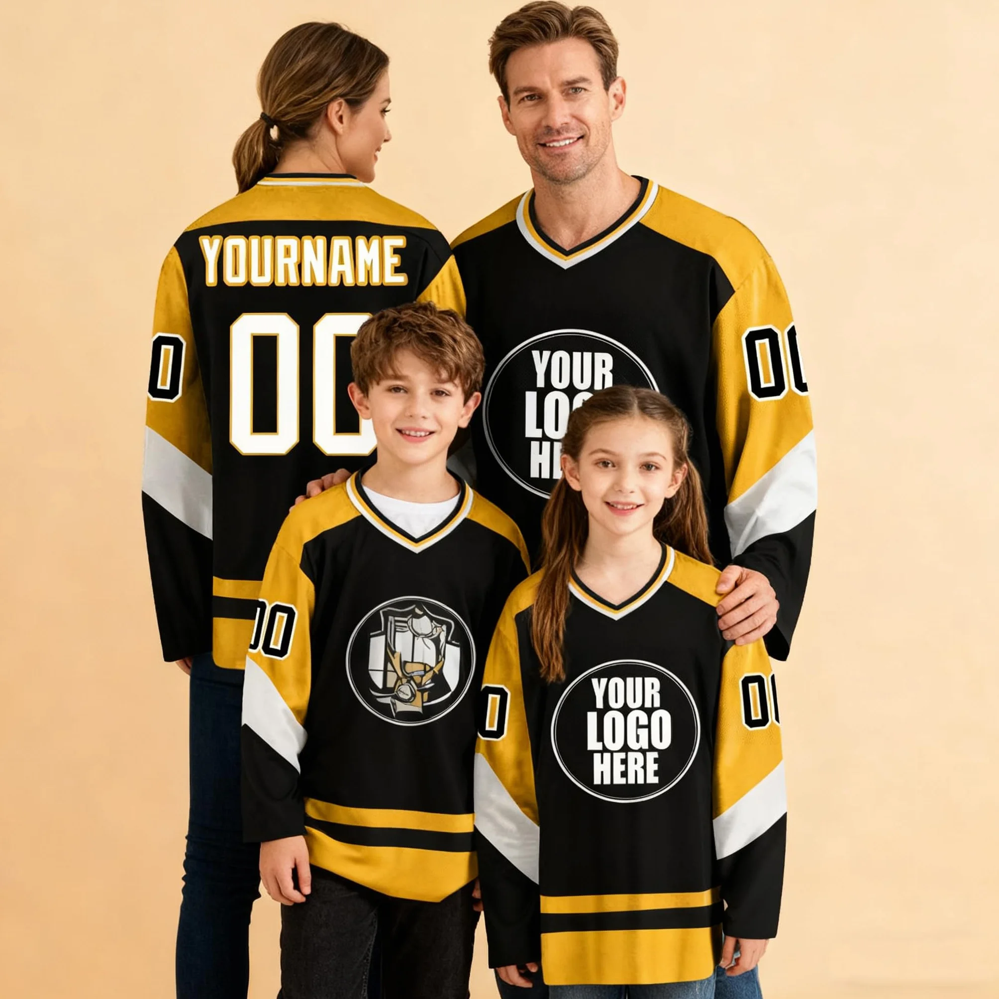 Maillot de Hockey personnalisé à Manches Longues avec numéro, nom et équipe pour Hommes, Femmes et Adolescents