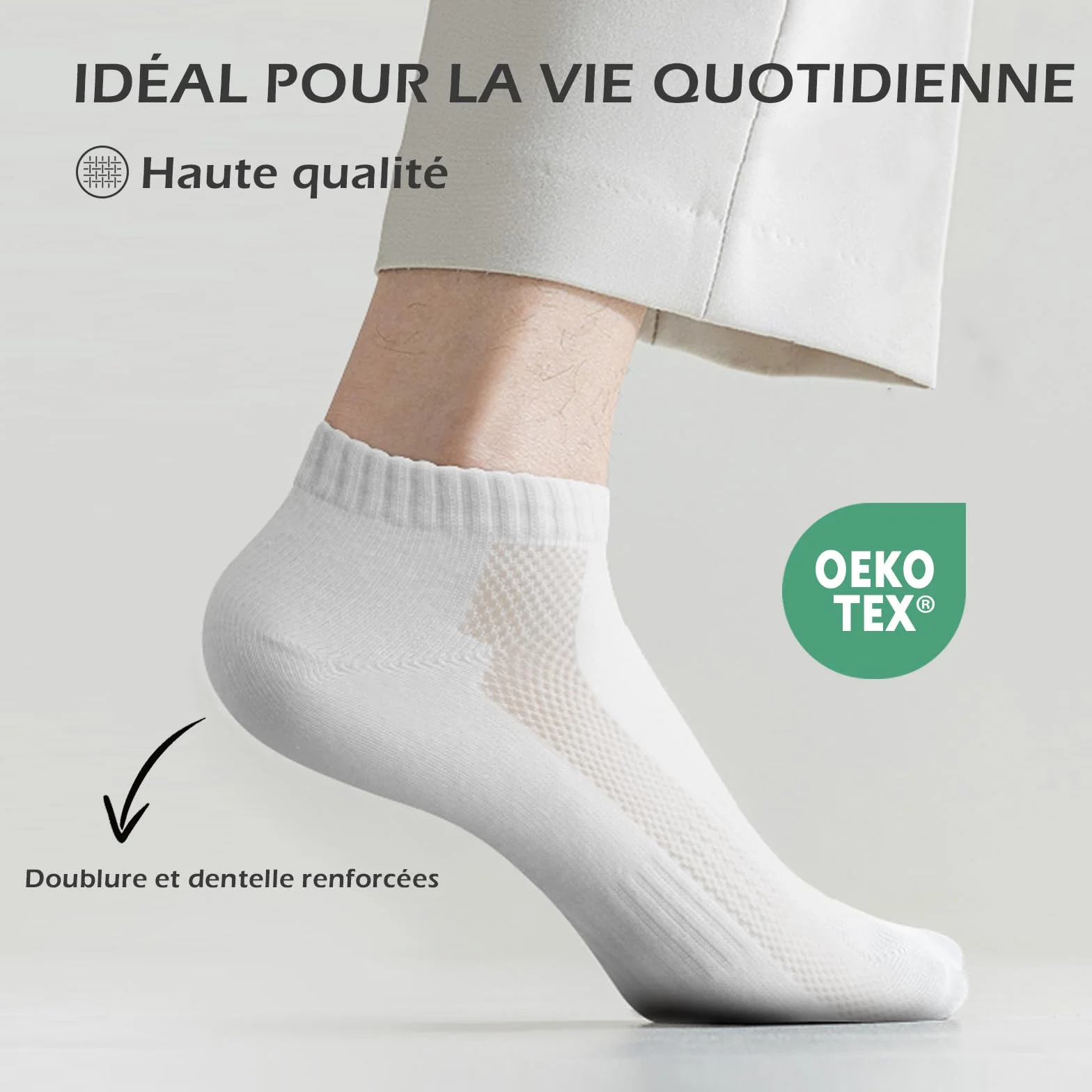 QINCAO Chaussettes de Sport Courtes en Coton Respirantes 6/10 Paires