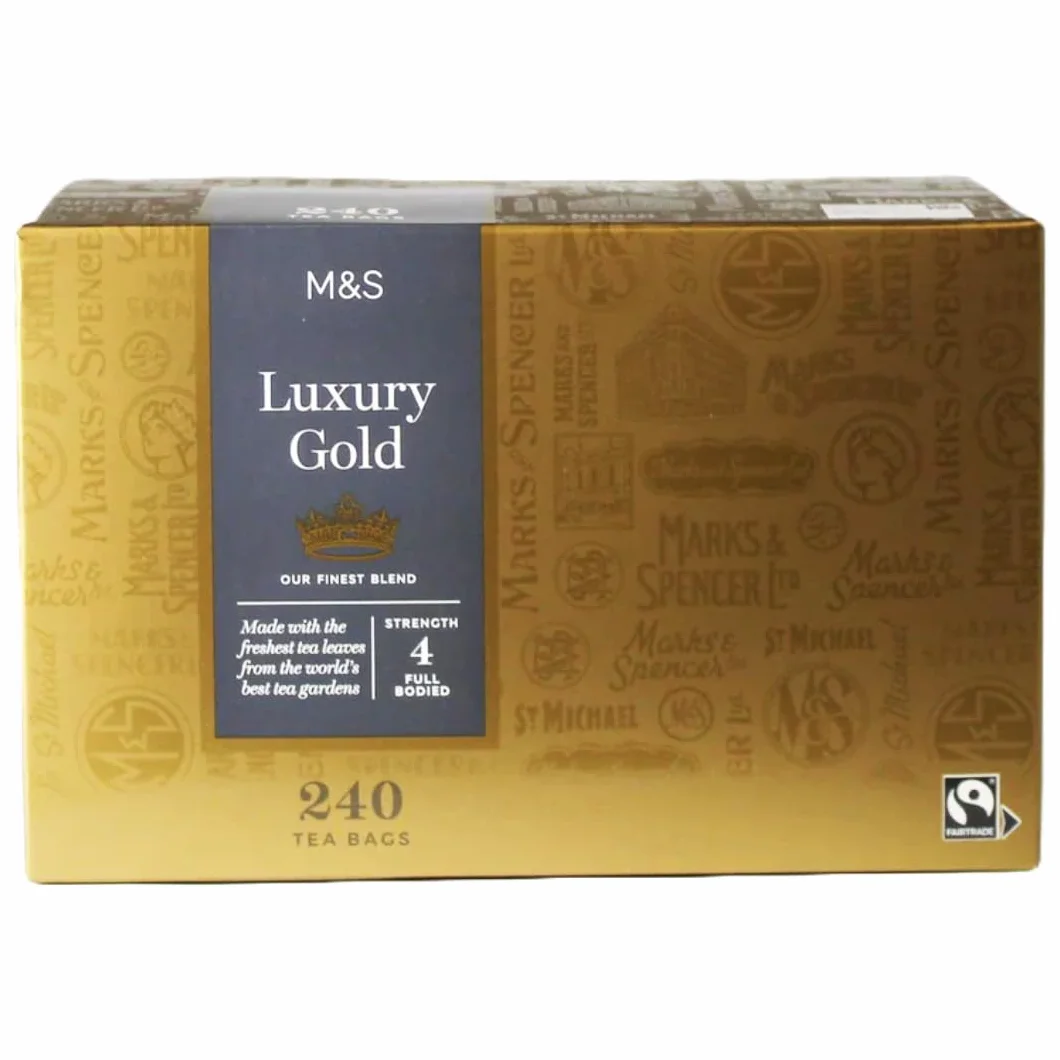 M&S Luxury Gold Tea - 240 Count (Pack of 1) - Thé Noir Sucré et Lisse - Boîte de 240 Sachets de Thé - Tea