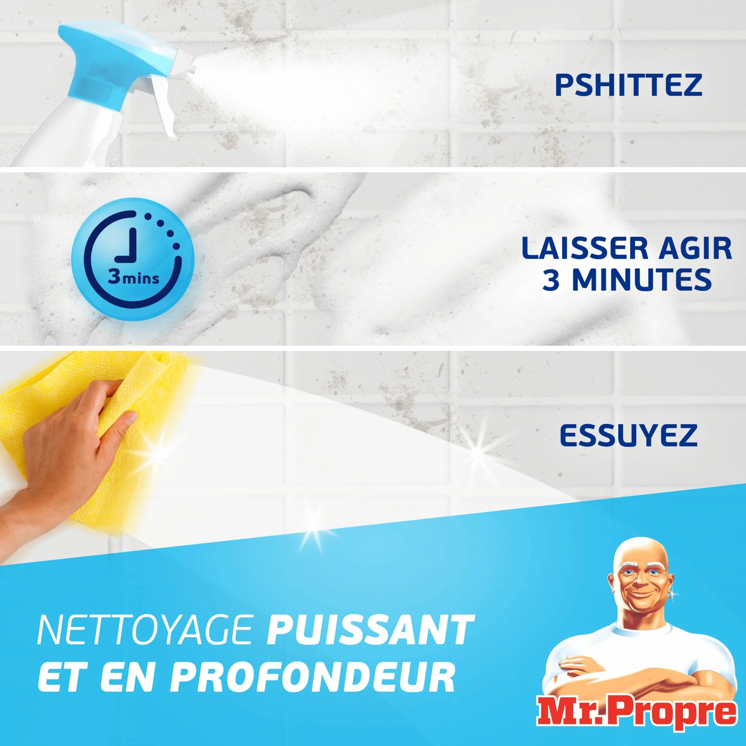 Mr. Propre Spray Nettoyant Multi-Usages Eucalyptus Bicarbonate 800ml x10 | Parfum Eucalyptus avec du Bicarbonate de Soude, Élimine Jusqu’à 99.99% De La Saleté Et La Graisse Brûlée, Sans Résidus