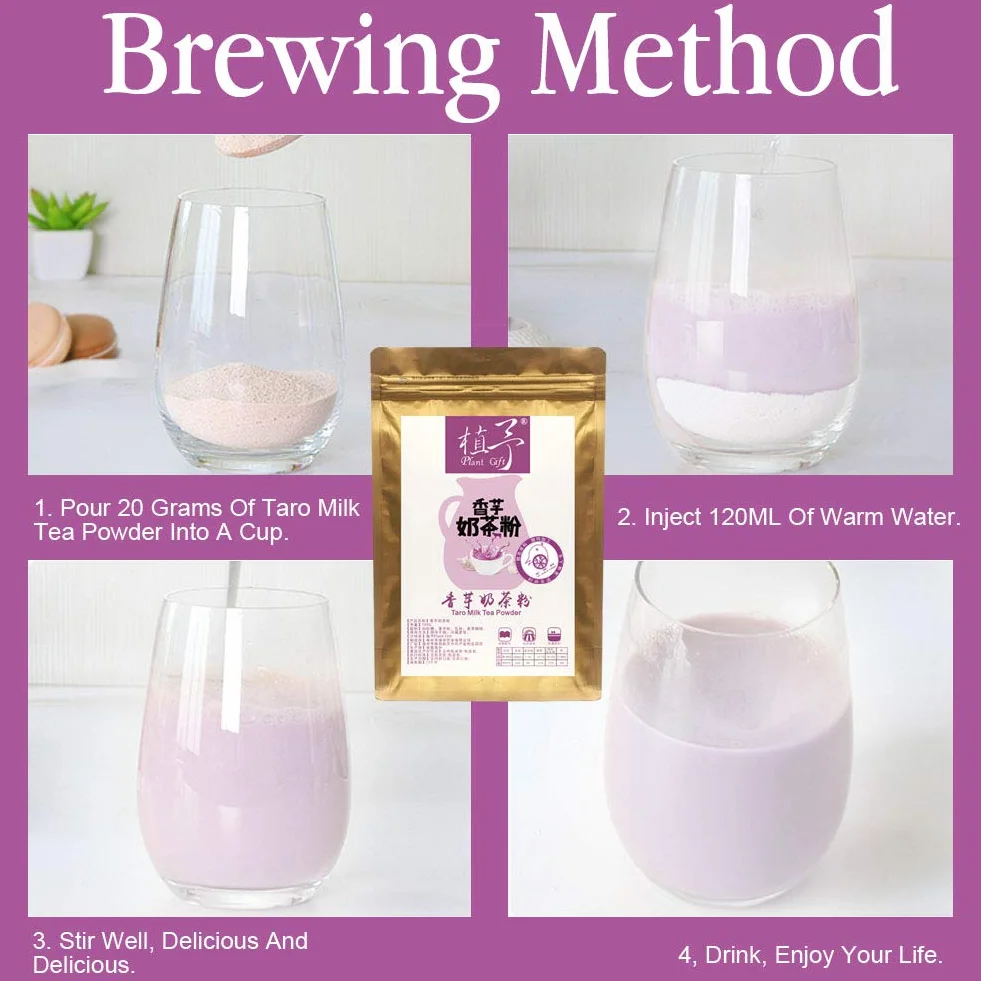 Plant Gift Taro Milk Tea Powder Natural Taro Milk Tea Excellente saveur de farine, boissons, smoothies, yaourt, torréfaction, biscuits, gâteaux et boissons, 100 g / 3,25 oz