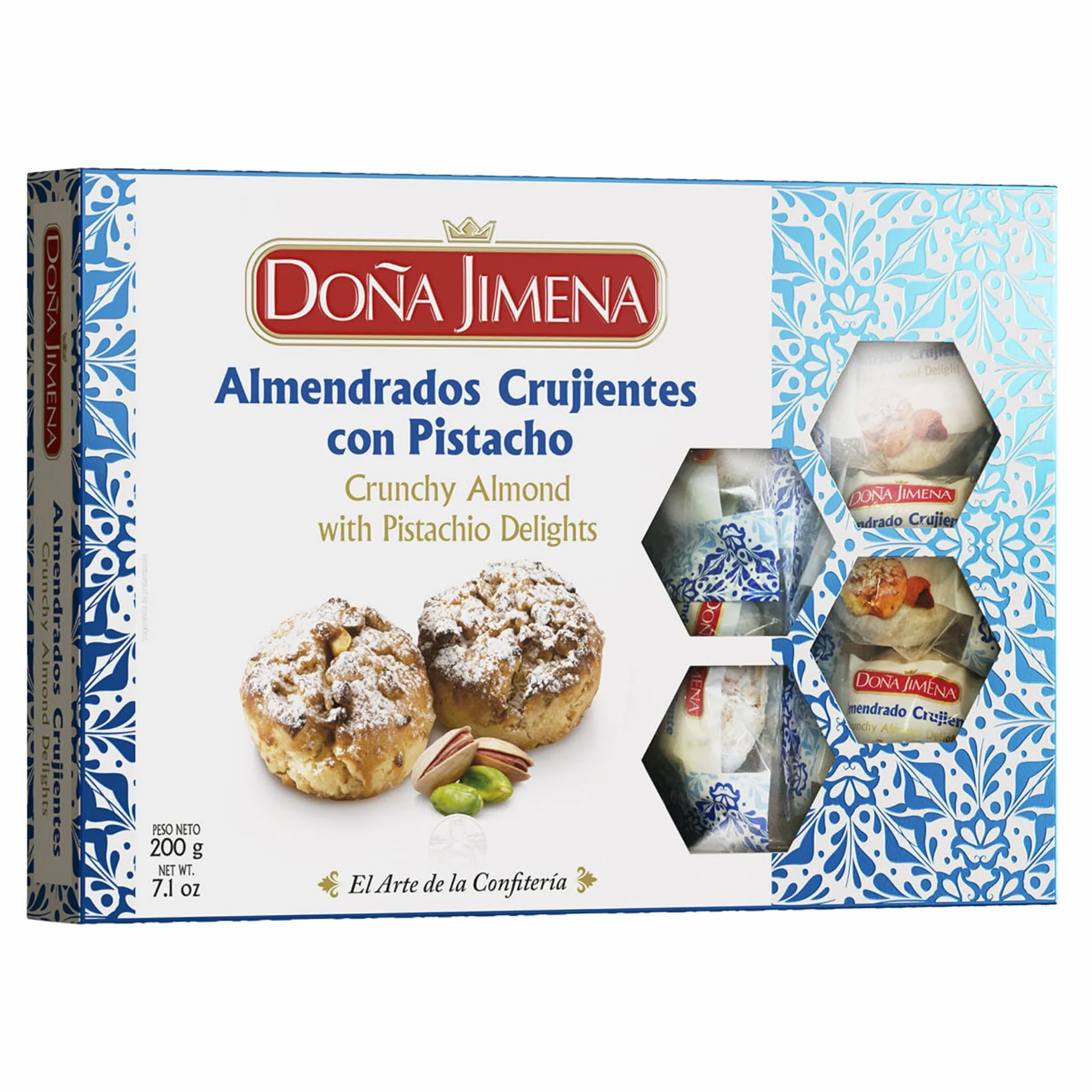 DOÑA JIMENA – Almendrados Croquants au Pistache 200 g, Biscuit Espagnol Traditionnel aux Fruits Secs, Texture Croquante, Emballés Individuellement, Recette Classique