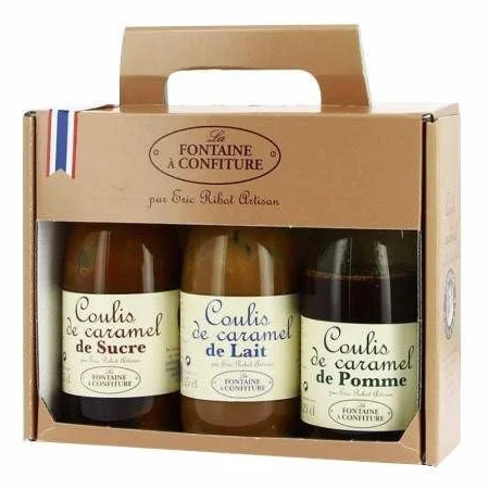 Coffret de coulis de caramel de la Fontaine à confiture - 3 bouteille de 250ml - Produits-Normandie