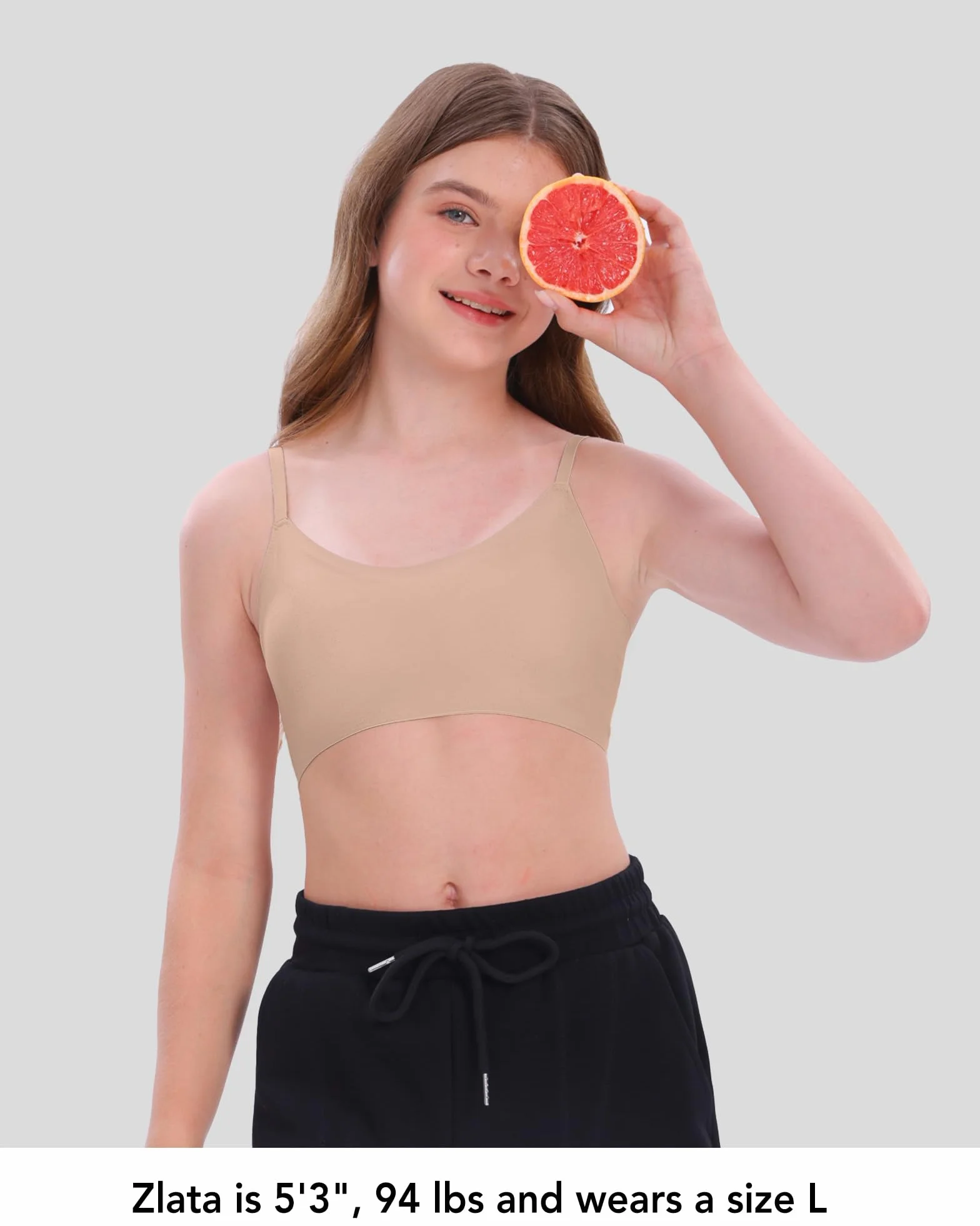 SALIA GIRL Soutien-Gorge d'Entraînement Rembourré Fixe pour Filles 10-14 Ans, Sport Sans Coutures Bretelles Réglables