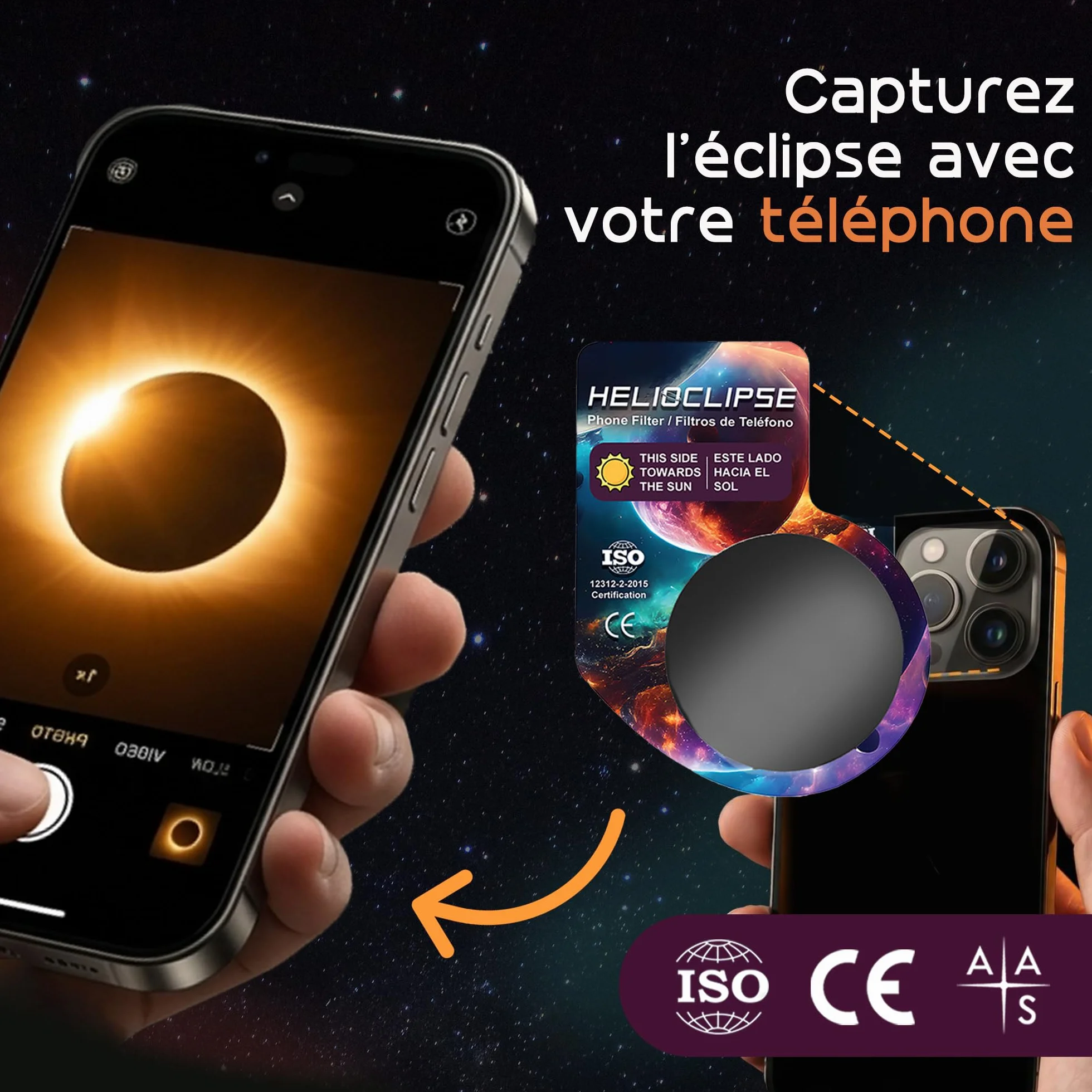 Helioclipse 12/50/100 Lunette Eclipse Solaire 2026 ISO 12312-2