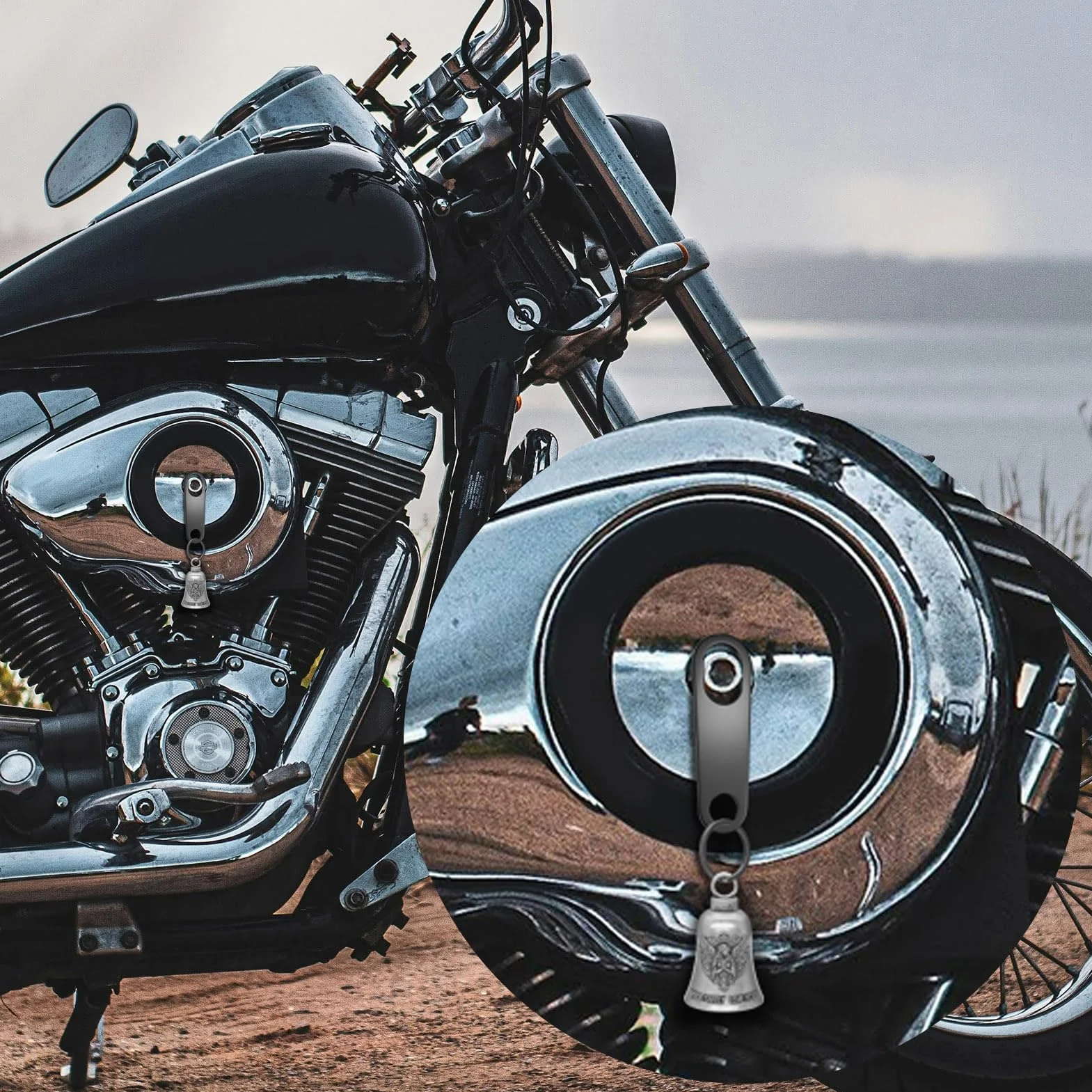 Cloche Gremlin motard porte-clés 2 pièces