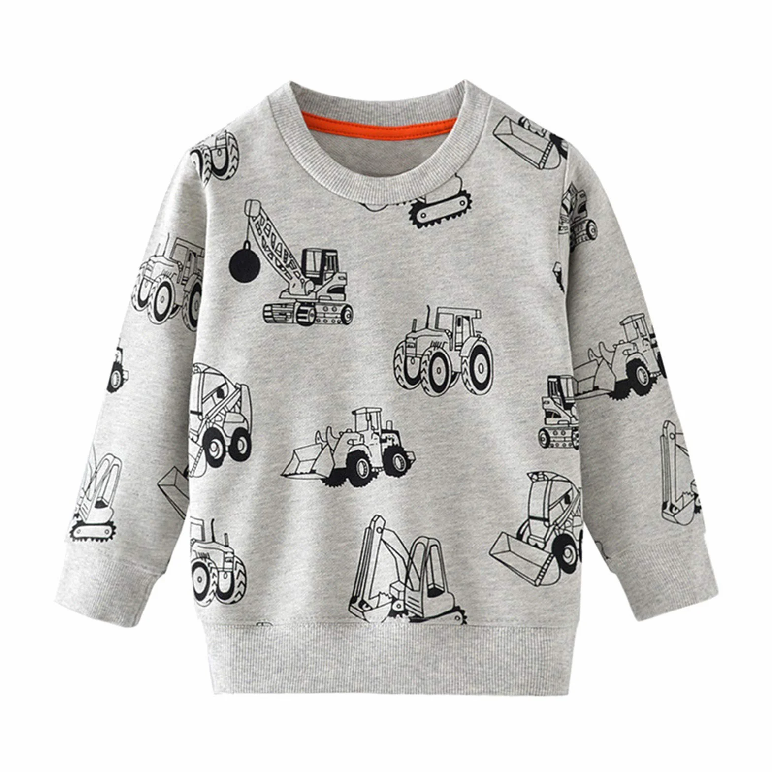 Sweat à Manches Longues Coton Dinosaure Garçons Enfants 2-7 Ans