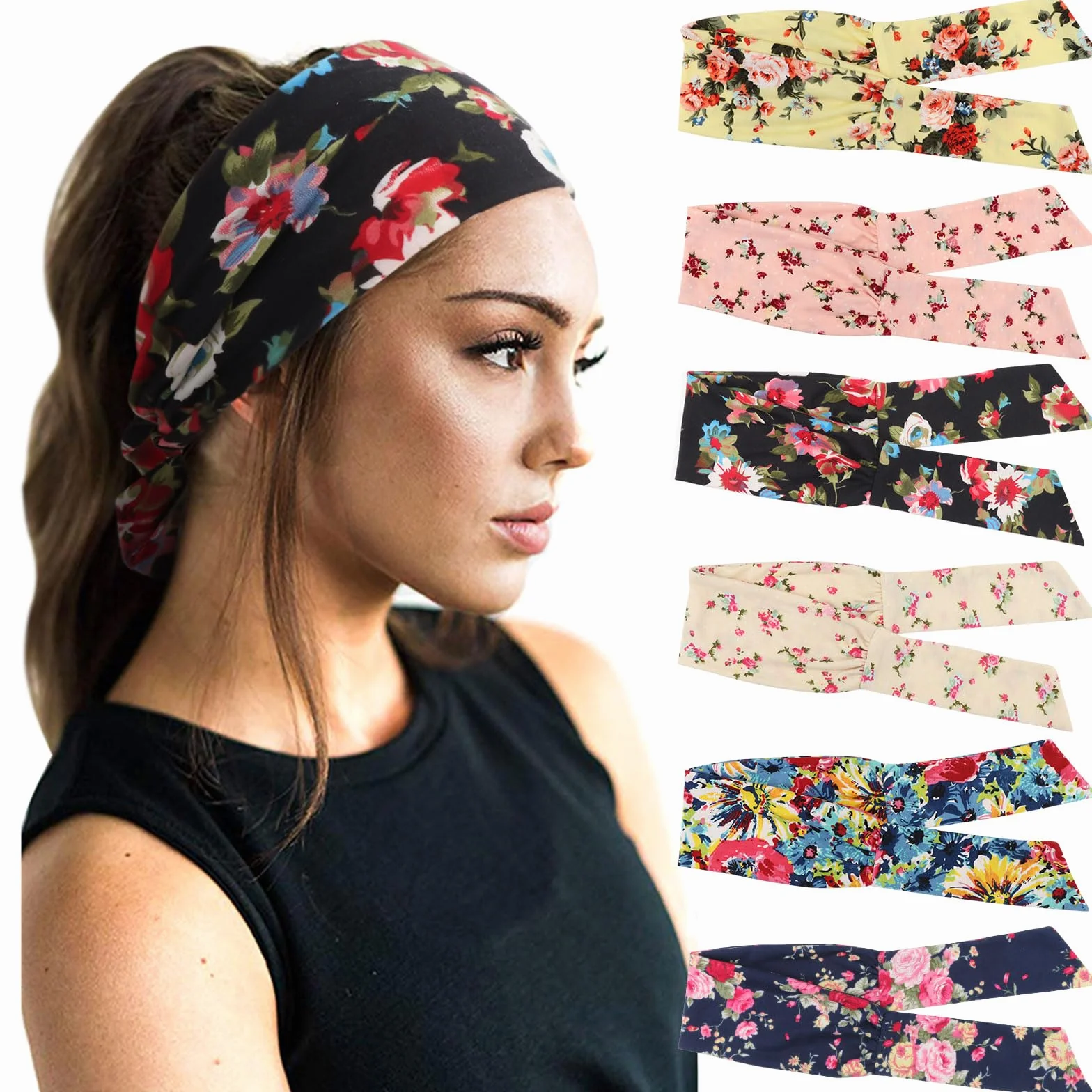 DRESHOW 6 Pièces Bandeau Cheveux Femme Yoga Courir Sport Entraînement Accessoire