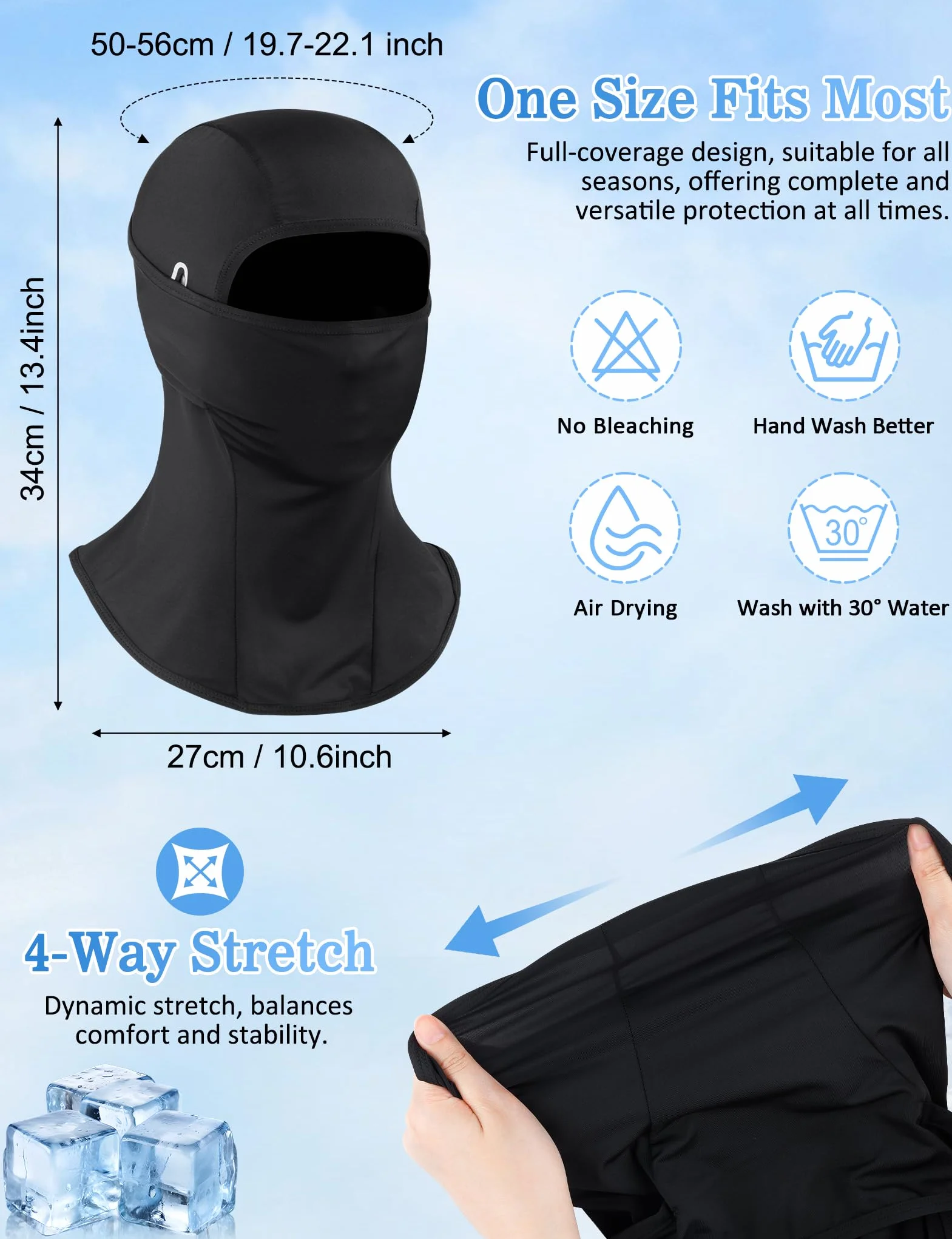 Becellen Cagoule Moto Noir Multifonction Anti-Solaire Respirant Balaclava Multi-Usage Tour de Cou Léger
