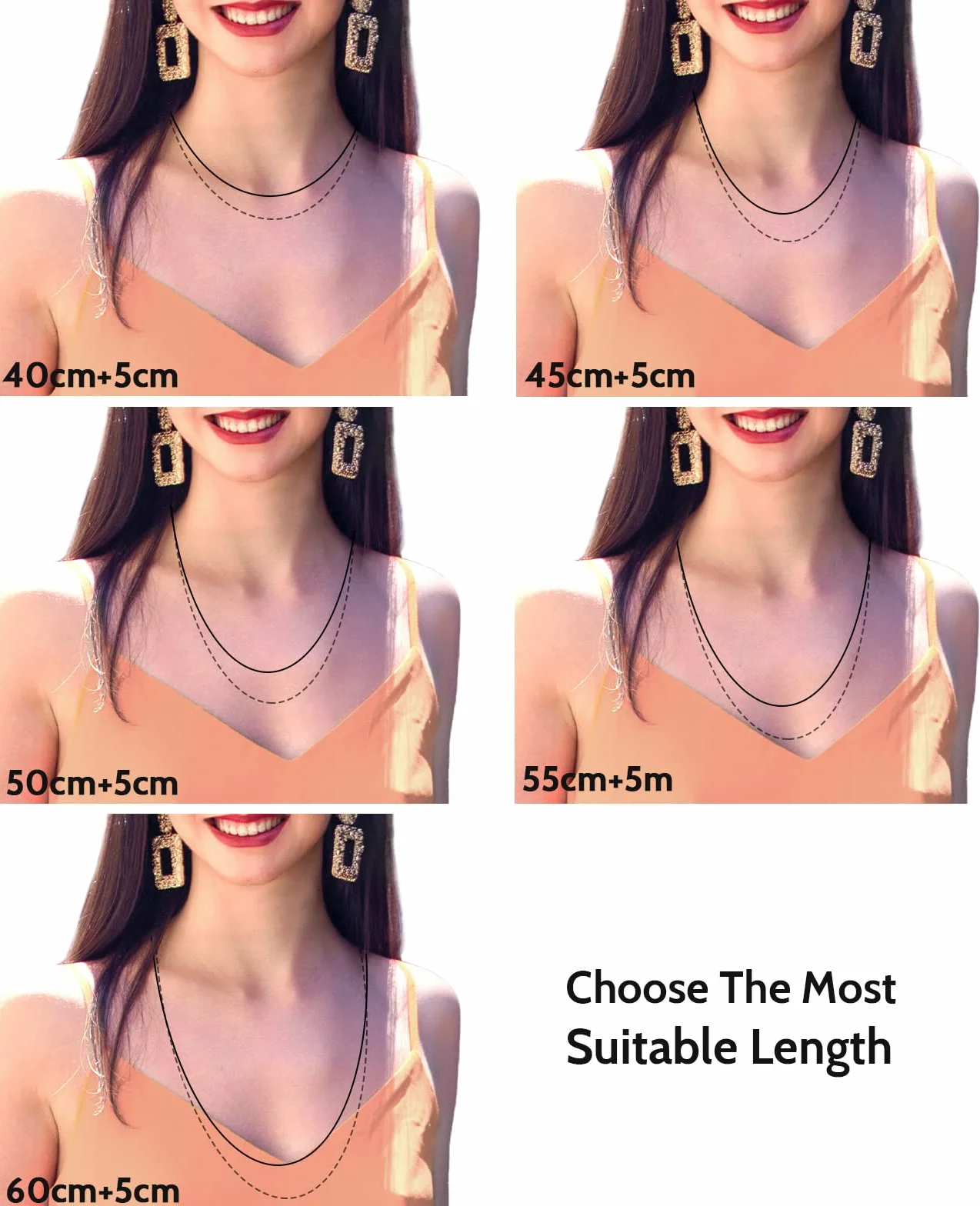 OSTAN Collier chaîne en argent pour femmes 1,4 mm plaqué or blanc
